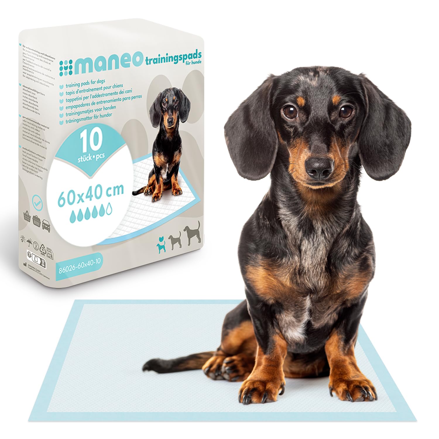 30x Welpen Unterlagen 60x40cm, maneo Trainingspads für Hunde, Welpen Unterlagen saugfähig, Hundeklo auslaufsicher, 5-lagige Pipi Matten für Hunde, Katzen & Co., Puppy Pads, Welpen Zubehör, Pipi Pads