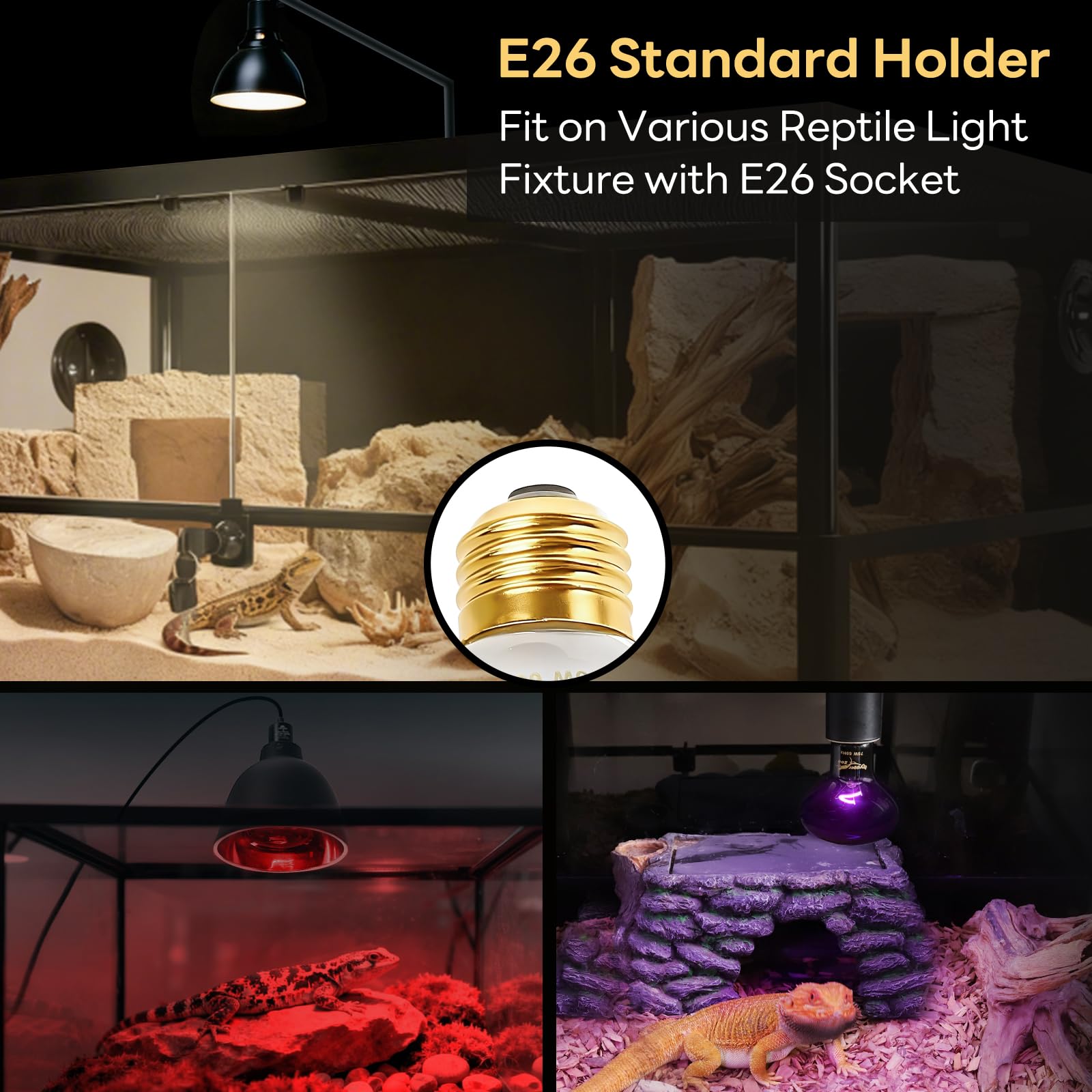 Reptile Heat Lamp, 100W Heat Lamp Bulbs Reptile Night Heat Bulb Basking Spot Bulb UVA Reptile Lights for Bearded Dragon Chameleon Lizard Turtle Snake Leopard Gecko Frog, 2 Pack Terrarium Heat Lamps - image 6