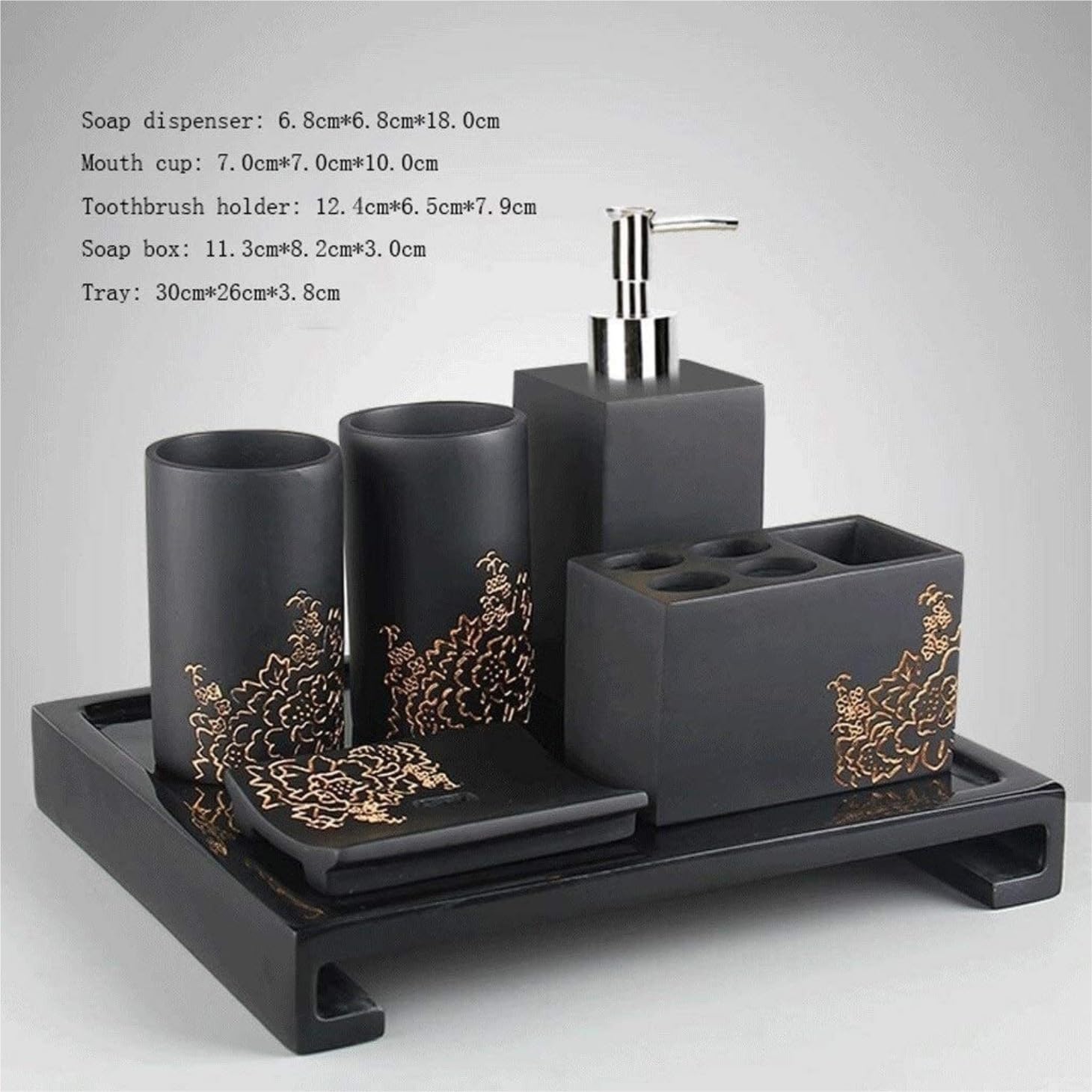 Accesorios De Baño Juego De 6 Accesorios De Baño De Resina, Dispensador De Jabón, Soporte para Cepillo De Dientes, Vaso Y Jabonera Set De Baño Accesorios