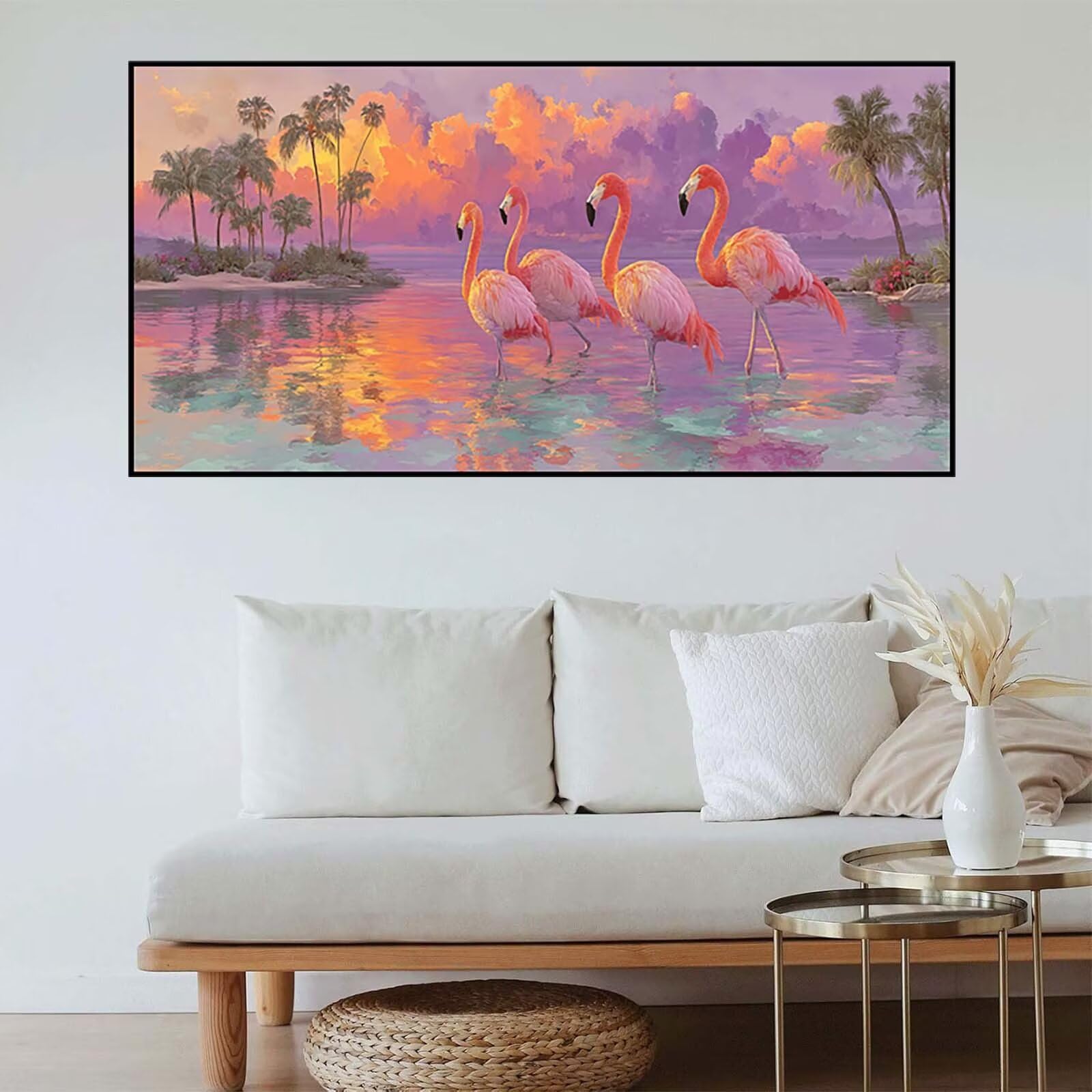 Malen Nach Zahlen Flamingo Malen Nach Zahlen Erwachsene Tier 100X300 CM, DIY Paint by Numbers Bastelset Erwachsene Anfänger mit 3 Pinsel und Acrylfarben & Knitterfreie Leinwand für Wanddeko -lsy2506Z9