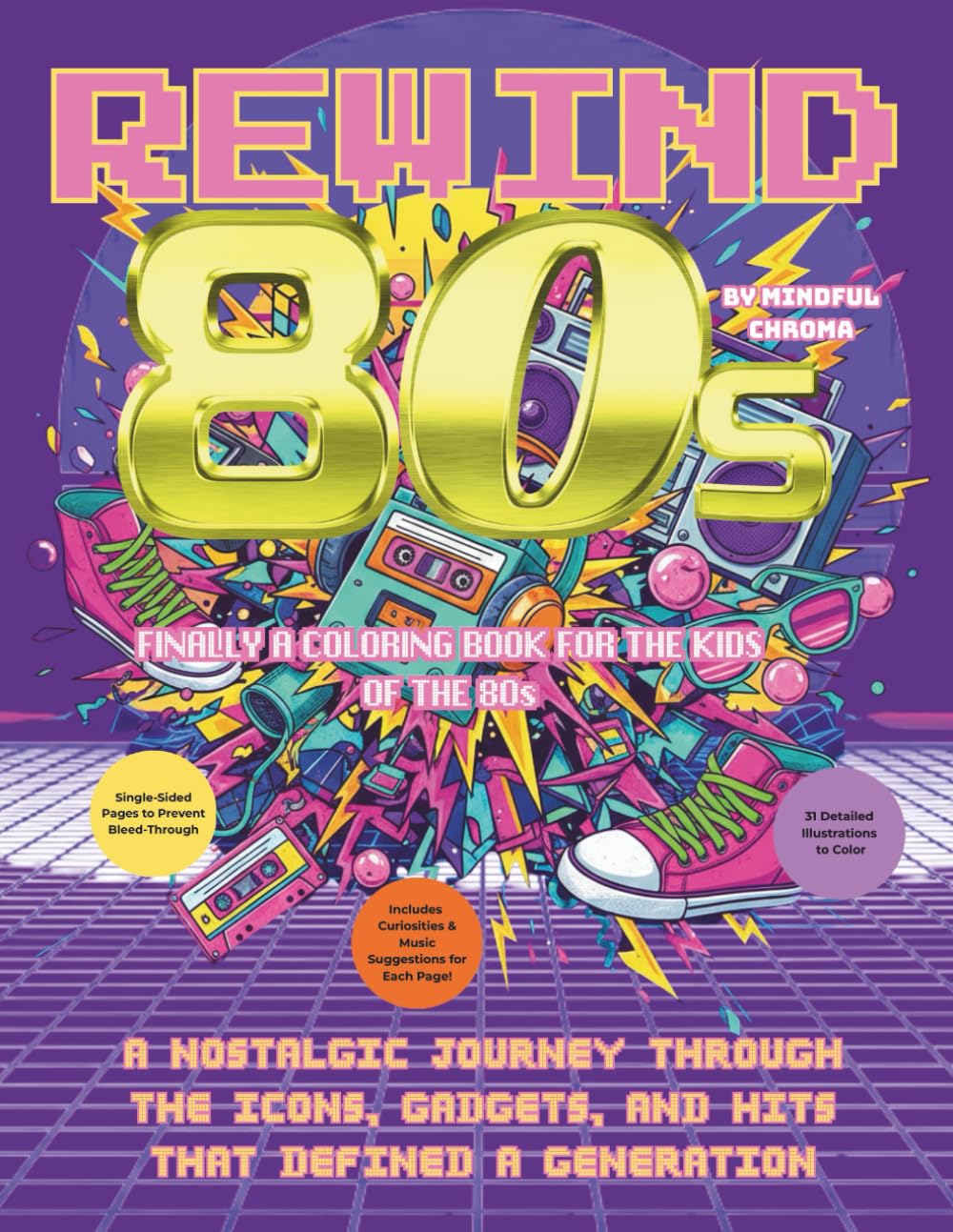 REWIND 80s: A Nostalgic Journey through the Icons, Gadgets, and Hits that Defined a Generation - Finally, a coloring book for the kids of the 80s.