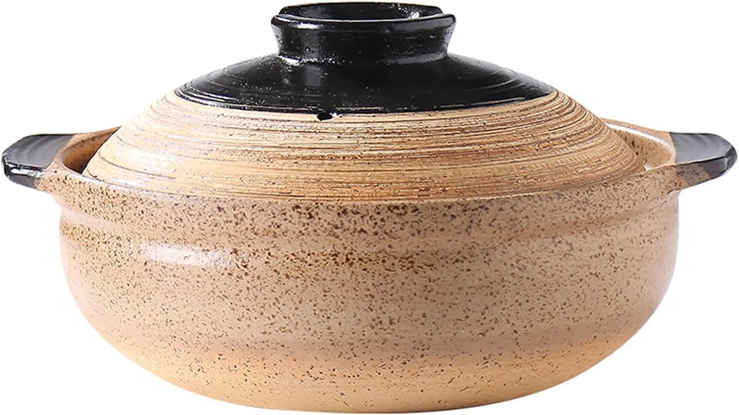 Ceramic Casserole Dish, Clay Pot, Earthen Pot Cookware with Lid,Stockpot for Rice Hot Pot, Stew, Soup, Steam, Bakeand Serve Oven Safe-Heat Resistant (3.2L)