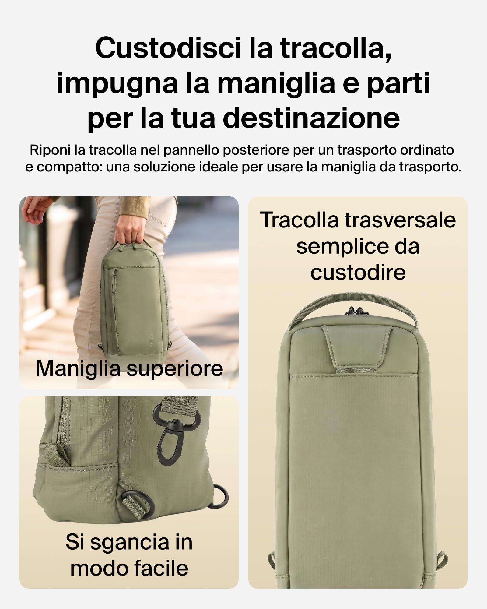 Belkin Gaming Borsa per Nintendo Switch 2 Protettiva da Viaggio - Verde | Borsa Crossbody, Custodia Protettiva da Trasporto per Accessori Console, Interno Morbido, Leggera, 10 Slot per Schede Giochi