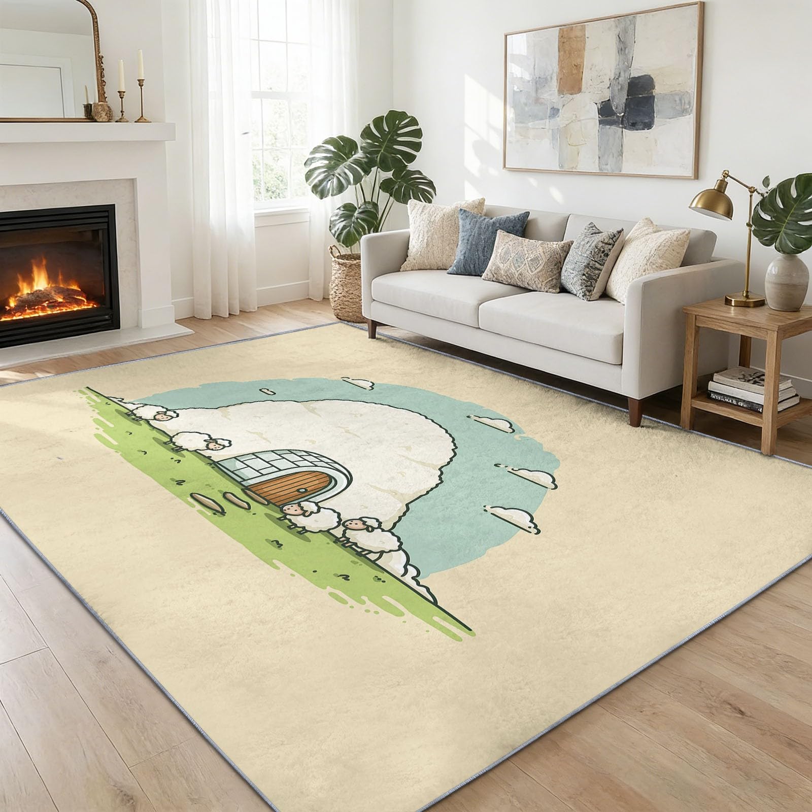 Tapis doux antidérapant igloo moutons pour créer un coin lecture dans le salon