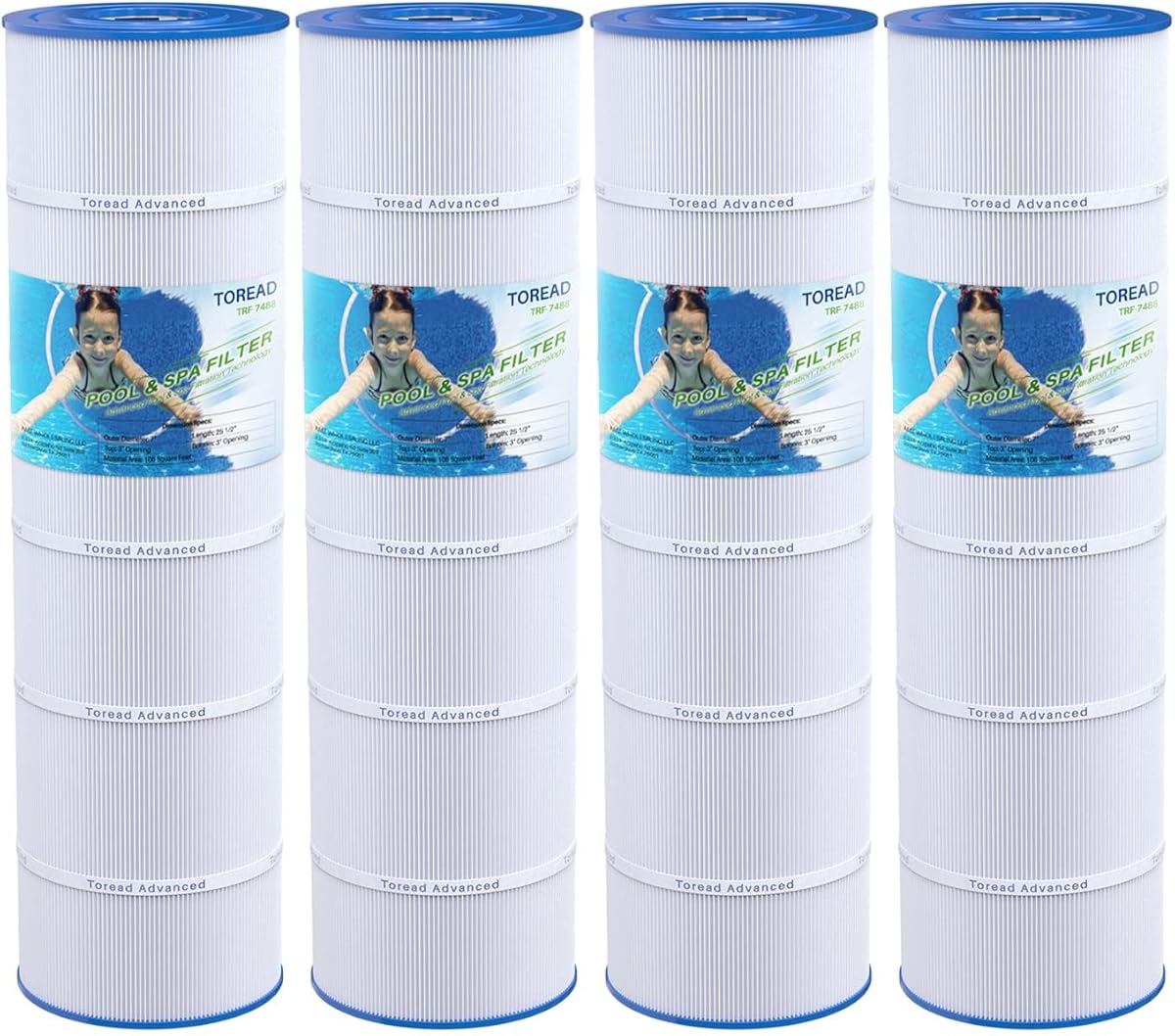 TOREAD PA106 Pool Filter Replaces Hayward CX880XRE, Ultral-A1, Unicel C-7488, Filbur FC-1226, FC-6430, Hayward SwimClear C4020, C4025, C4030, 4 X 106 sq. ft. Filter Cartridge 4 Pack