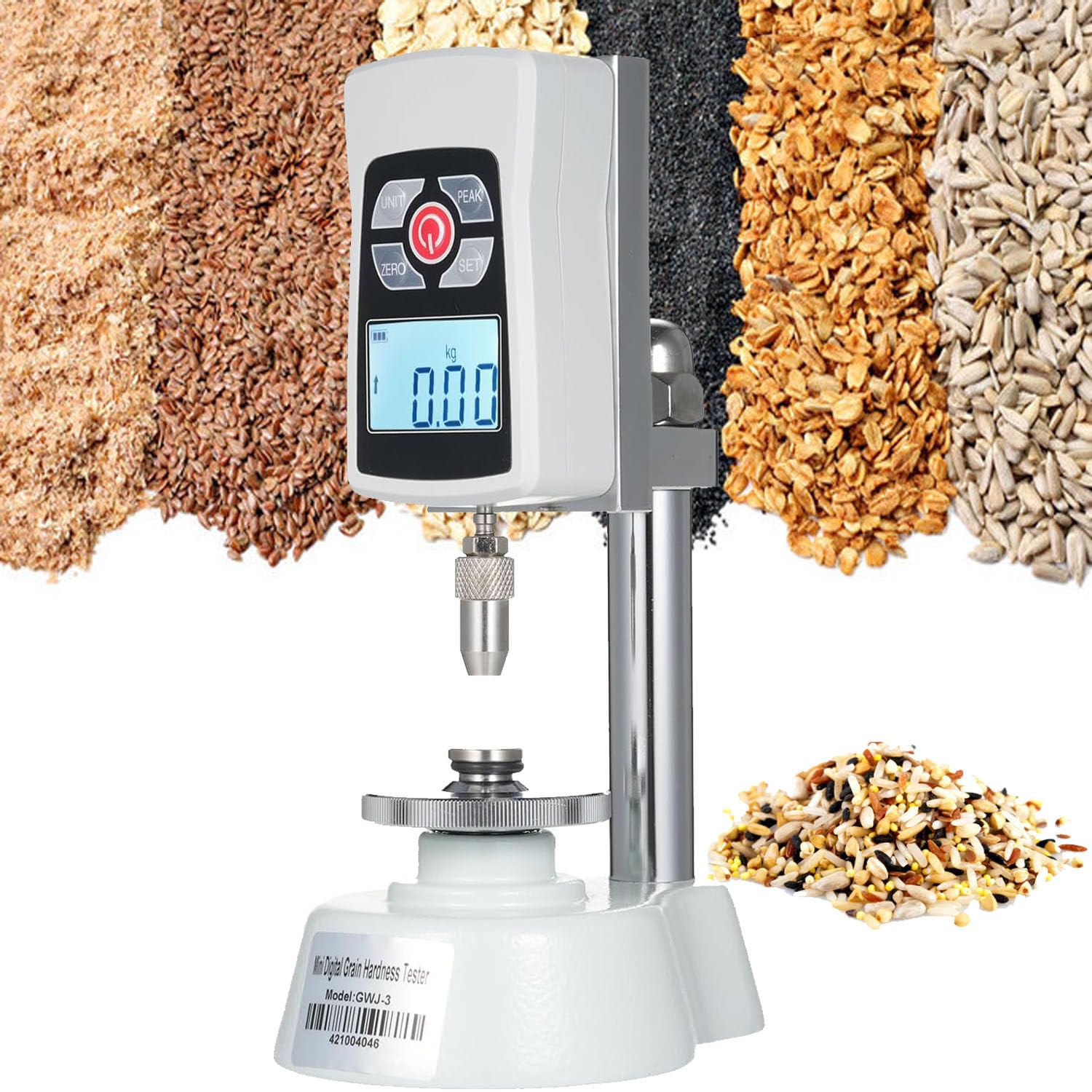 Mini cyfrowy tester twardości ziarna - dokładny miernik twardości nasion, paszy i zbóż, maksymalne obciążenie 20 kg, dokładność 0,01 kg, idealny dla rolników i badaczy