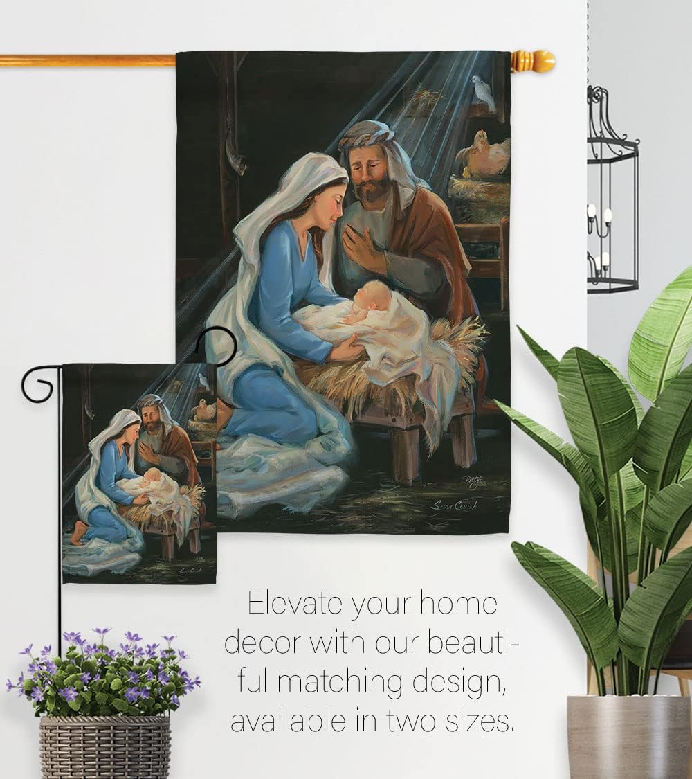 Nativity Tapestry Christmas Gifts Breeze Decor House Small Flag Feliz Navida Room Indoor Holy Night Wall Art Patio Lawn Garden Merry Xmas Banner 2X3 Outdoor Yard Birth of Jesus Decorations Made In USA