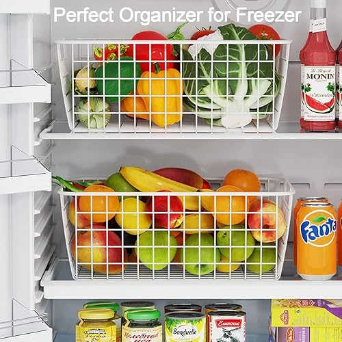 Miniatura 5 de LOSYHU Paquete de 3 cestas de almacenamiento de alambre grandes, cestas de despensa para el hogar, cestas de alambre para organizar, cestas de metal