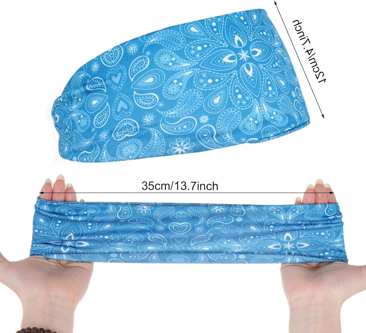 9 Pcs Sweatbands for Men Headbands Wide Sweatband Mens Stretchy Headband for Running Cycling Football Basketball Yoga - Image 4