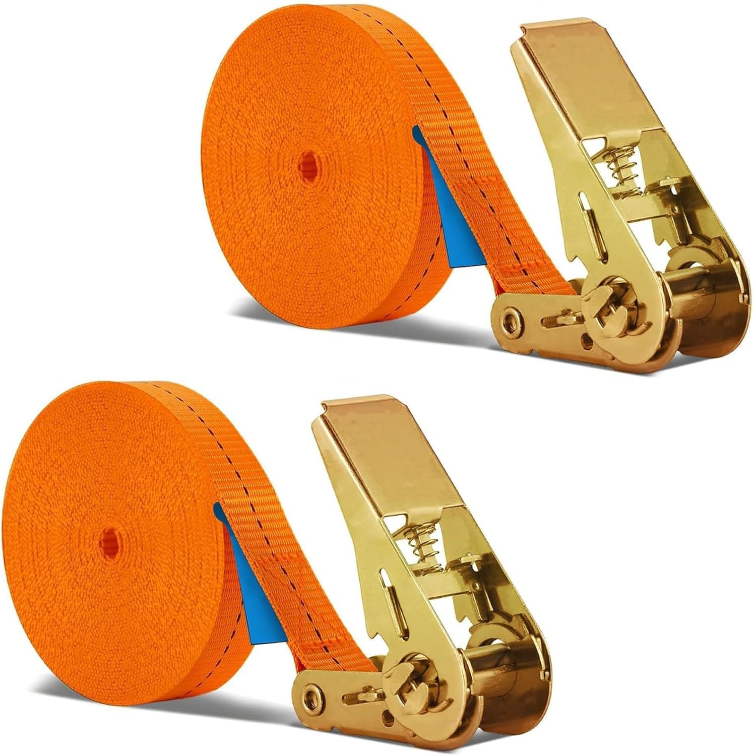 BetterJonny - Cinghia di ancoraggio, 15 m, con fibbia di serraggio, 1000 kg, larghezza della cinghia 25 mm, cinghia a cricchetto con cricchetto per fissaggio auto, moto (arancione)