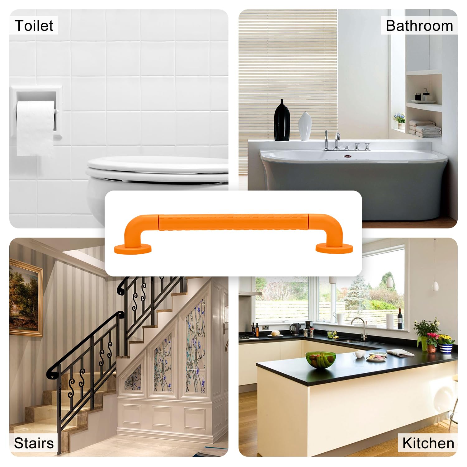 supregear Agarraderas Baño, Barra de Seguridad Antideslizante, Manija de Acero Inoxidable para Personas Mayores, Niños, Discapacitados, Ideal para Bañera, Inodoro, Cocina, Escalera, 24 in/60 cm