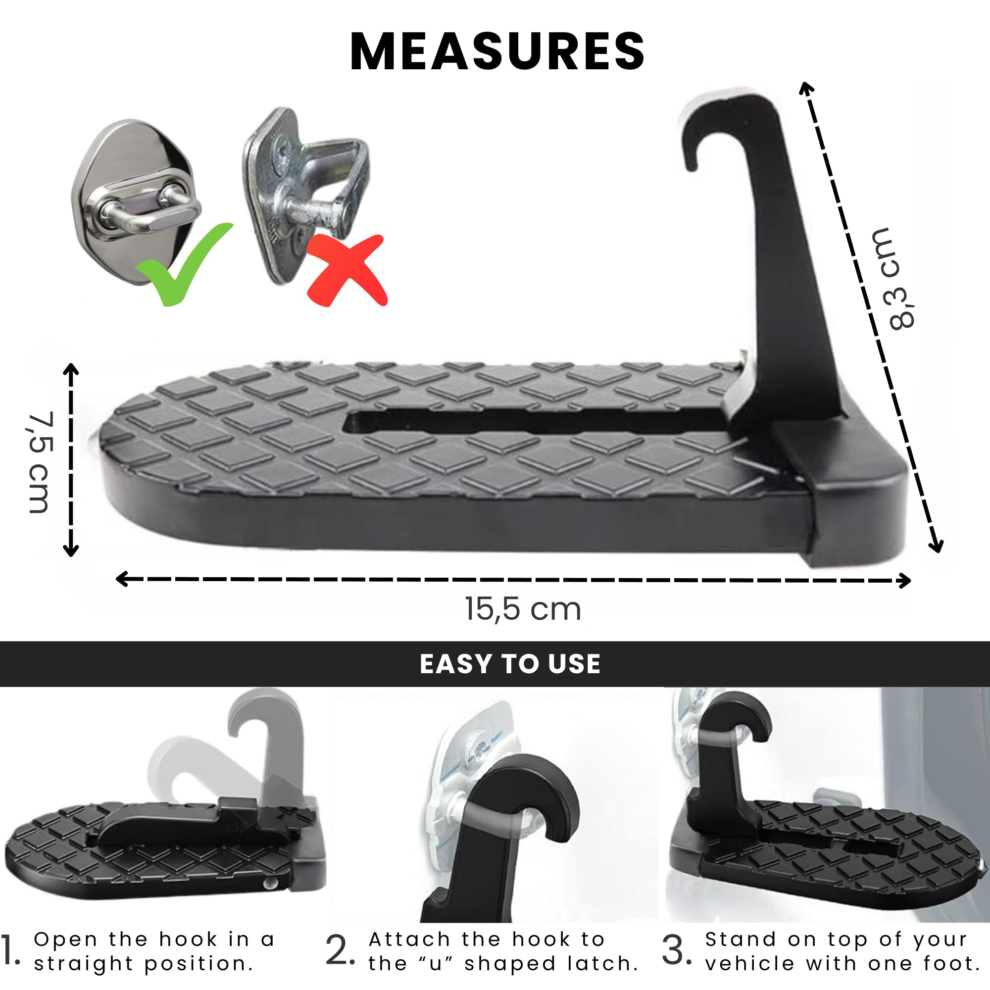 MAGIC SELECT Gradino Pieghevole Per Portiera Auto - Antiscivolo Con Martello Di Emergenza - Foto 3