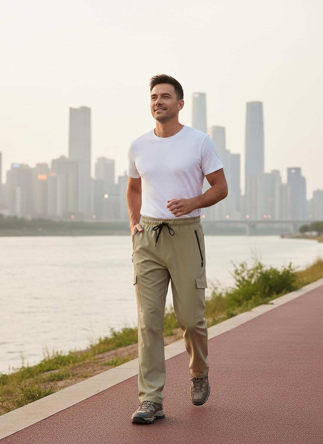 Cargo Pants for Men Hiking Pants Water Resistant Quick Dry Workout Lightweight Elastic Waist Zip Pockets HH24011 - Image 5