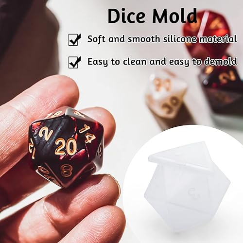 Miniatura 5 de Moldes de dados poliédricos  D20, D6, moldes de silicona para dados estándar para fundición de resina epoxi, fabricación de joyas, manualidades