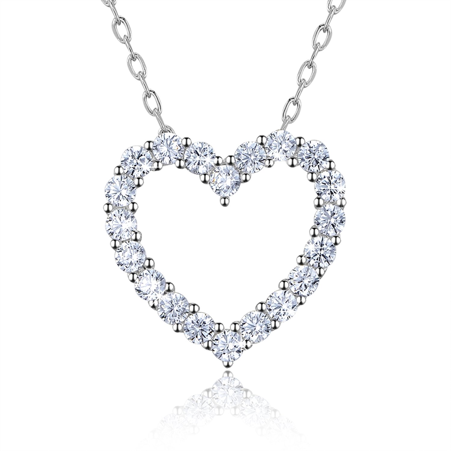Sterling Silver Diamond Heart Necklace 