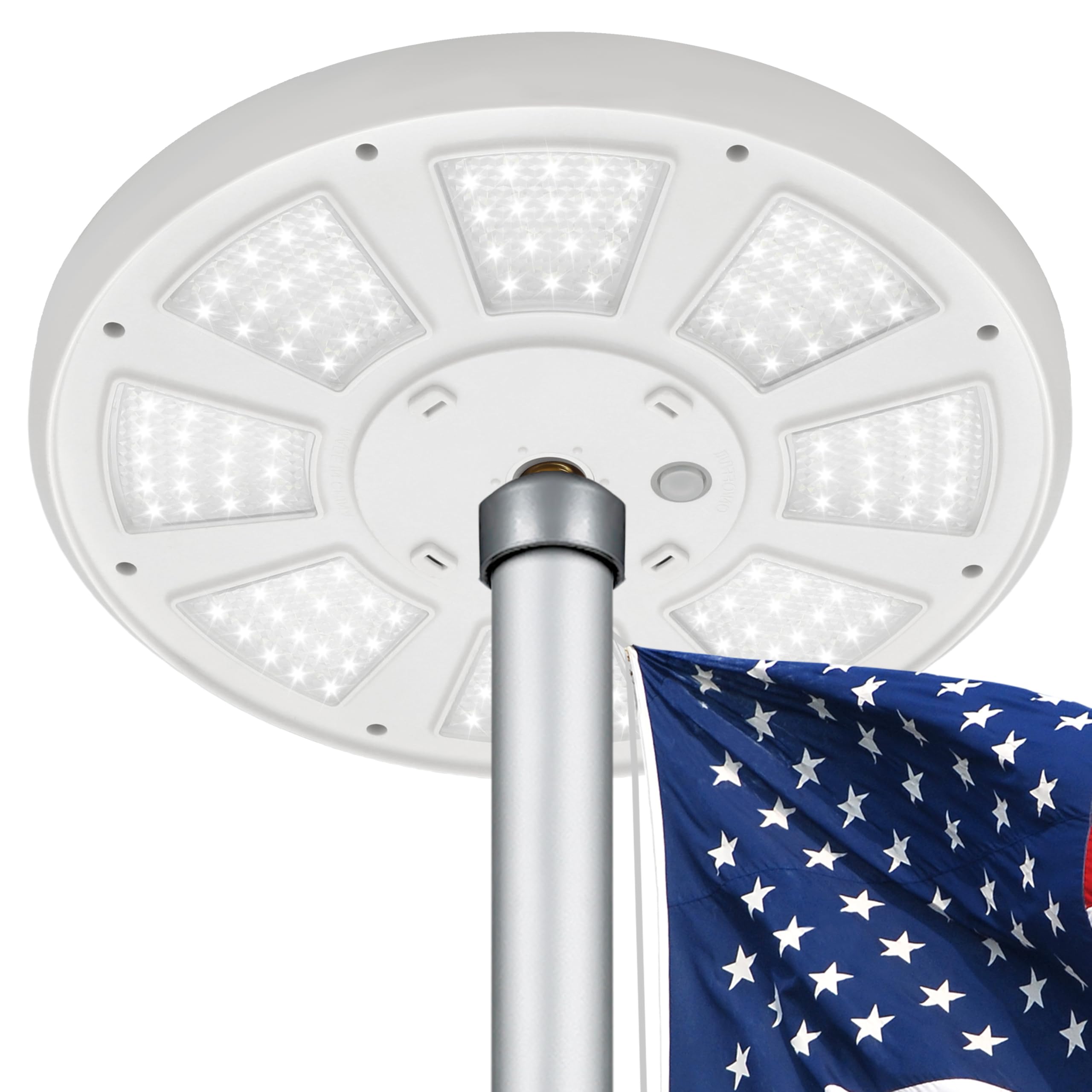Aurolit Flagpole Light Solar Powered,Auro 5 Pro Flag Pole Light 136 LED for 15-25 Ft Poles,12 Hour Dusk to Dawn Auto On/Off,Spectacular Aurora Lighting on Outdoor Pole Top