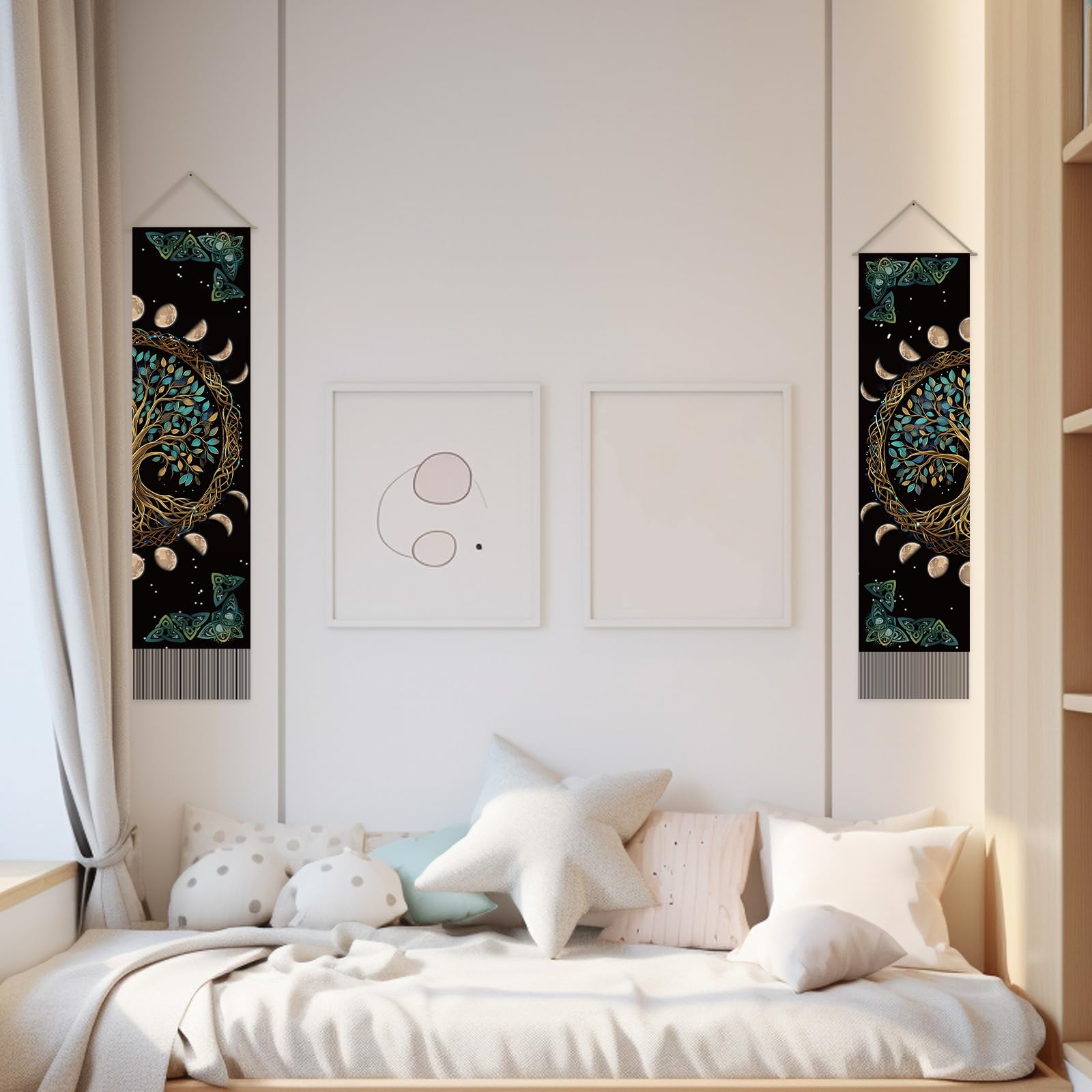 SUPERDANT Tree of Life Tapestry Moon Phase Wall Tapestry Gothic Wall Hanging Decoration Pack of 2 Tapestries with Tassel Long Tapestries for Bedroom Living Room Dorm Decorations - Image 4