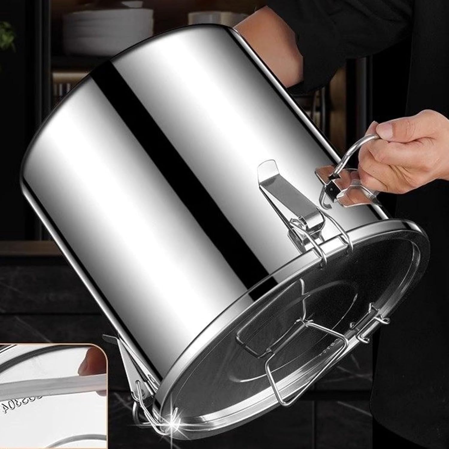 Luftdichter Behälter aus Edelstahl 304 für die Aufbewahrung von Hundefutter | Luftdichter Behälter aus Edelstahl 304 mit verschließbarem Klemmdeckel für Hundefutter, Vogelfutter und Kaffee.