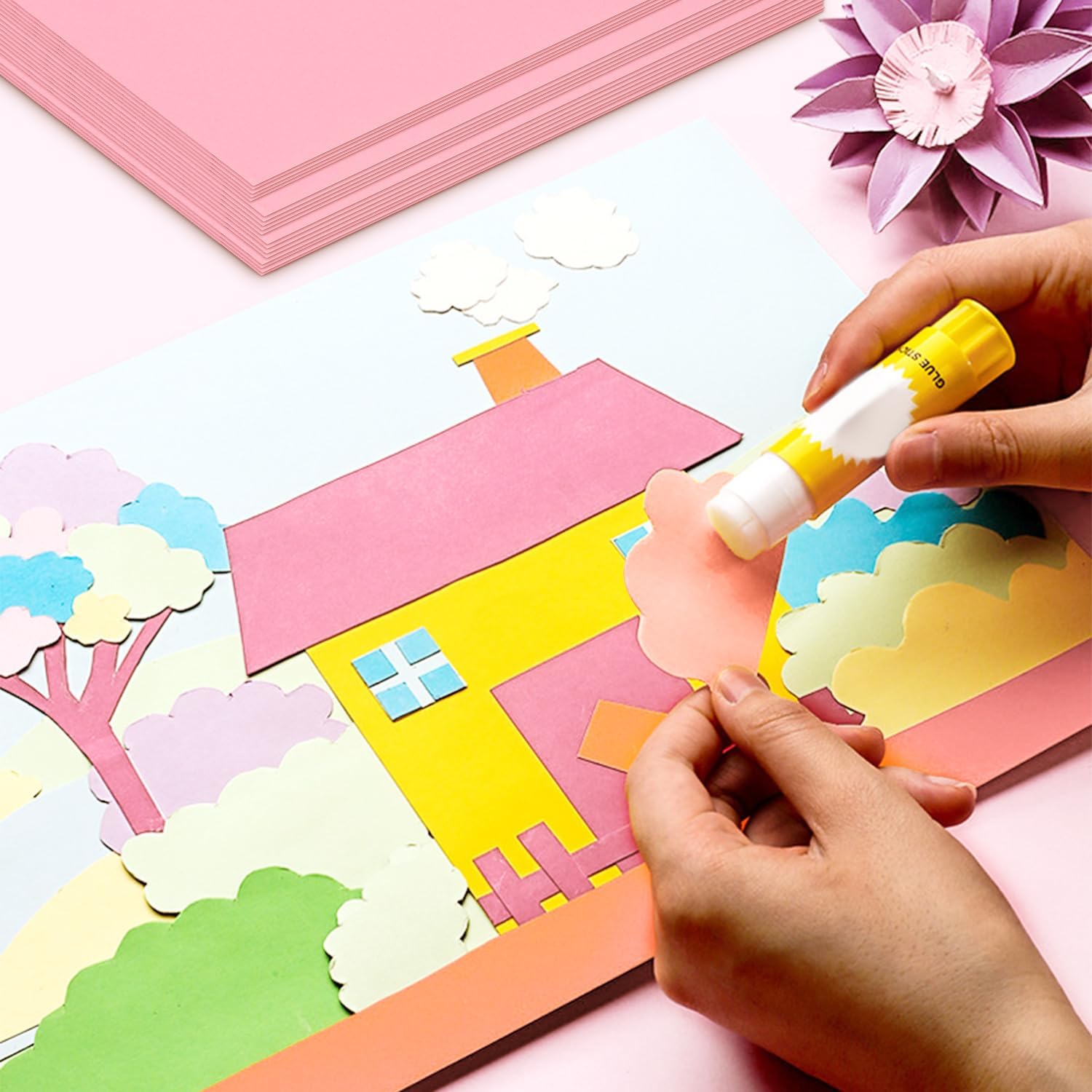 300 Sheets Pink Cardstock Paper 8.5 x 11, A4 Construction Paper for Card Making, Kids Art Crafts, Scrapbooking, Heavyweight Colored Craft Paper for DIY, Card Stock for School Projects