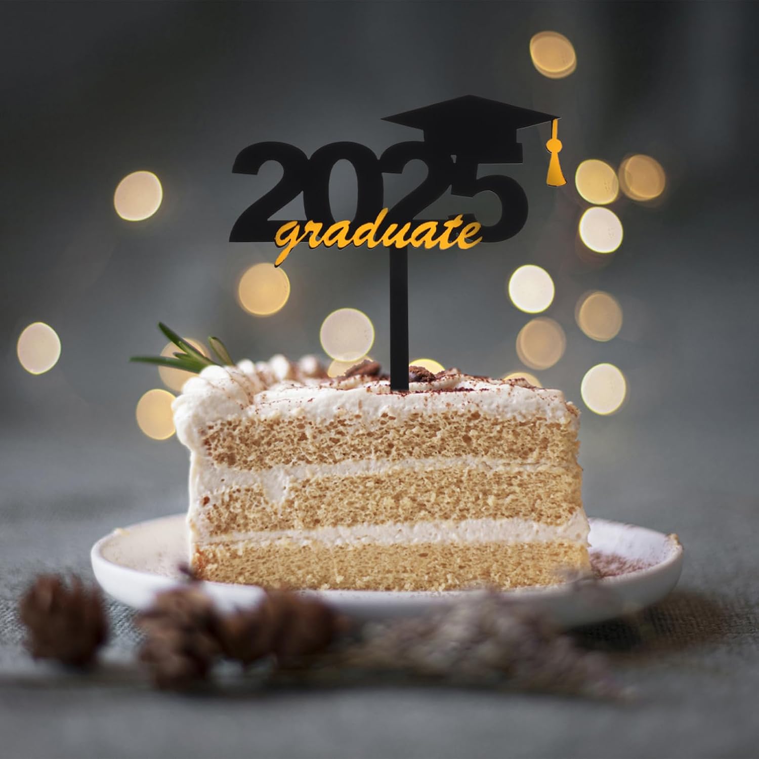 Tofficu 10pcs Graduation Cake Toppers Acrylic Cake Decorations for Graduation Parties Stylish Cap Picks for Celebratory Events Easy to Insert Robust Material
