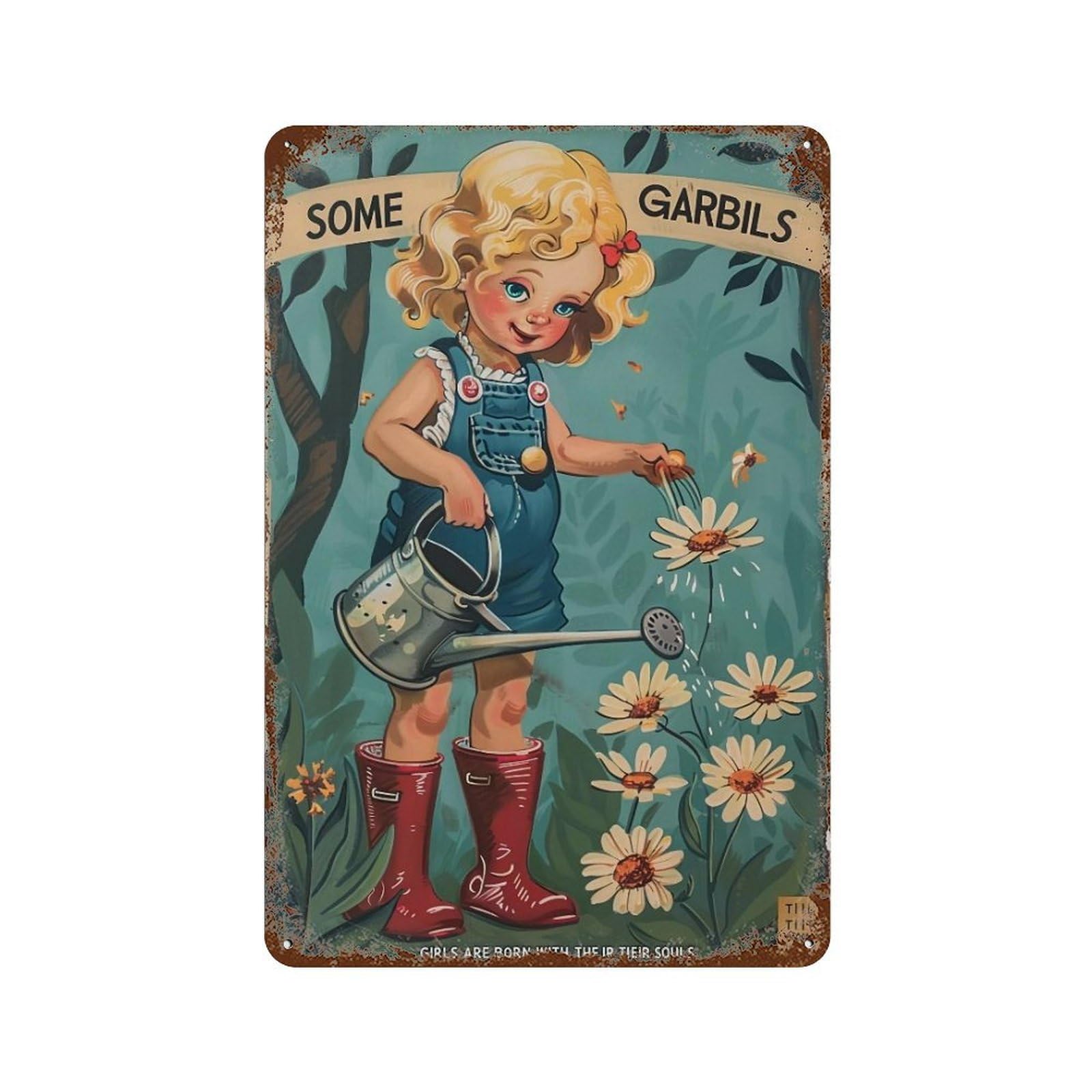 YHGERTKU Some Girls Are Born With Garden In Their Souls 02 Wall Art Retro Iron Vintage Metal Tin Sign Poster Modern Decor for Living Rooms Gift 30x20cm