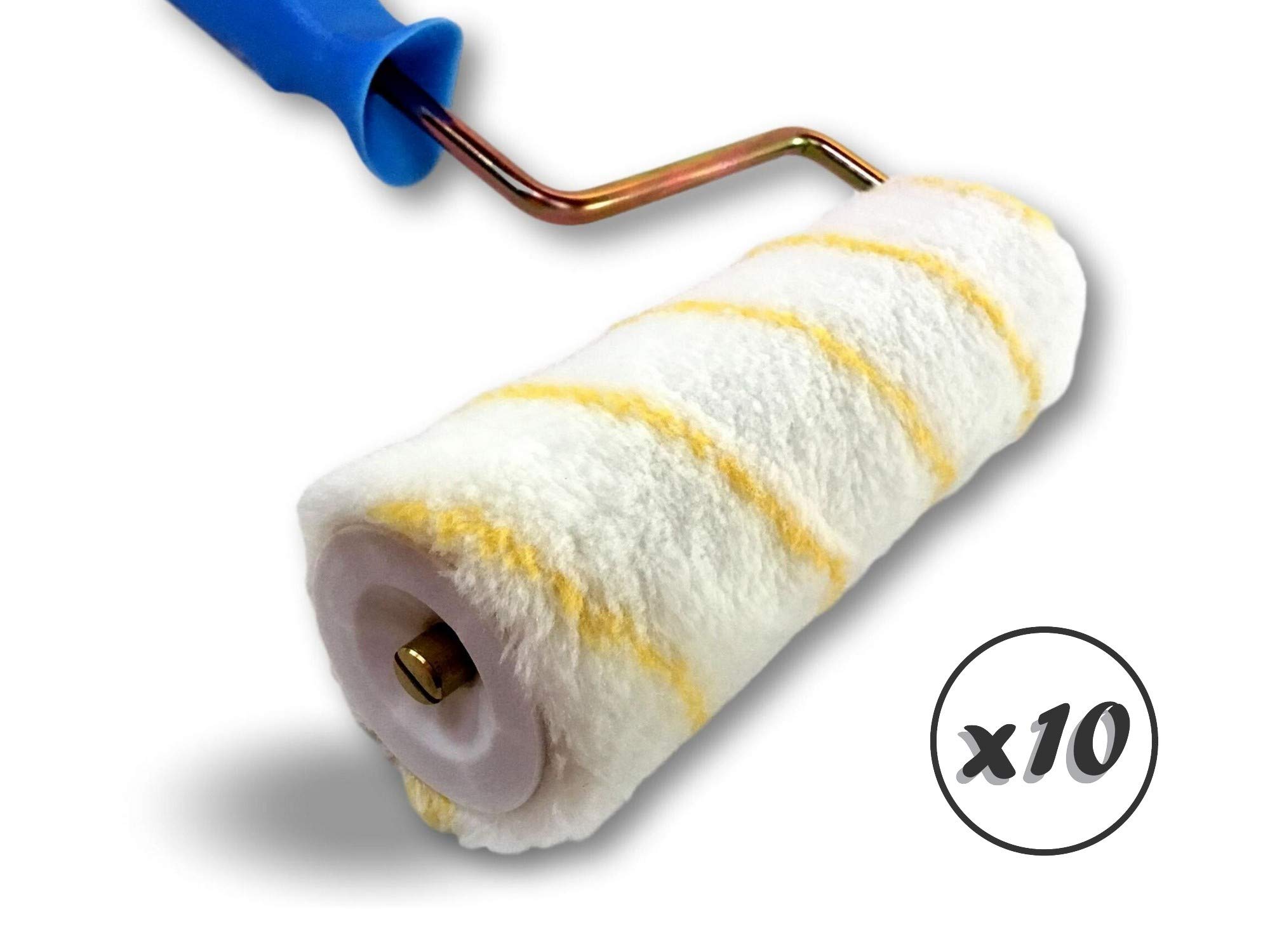 Kibros Lot 10 rouleaux peinture polyamide rayé jaune Ø alésage 8 mm 180