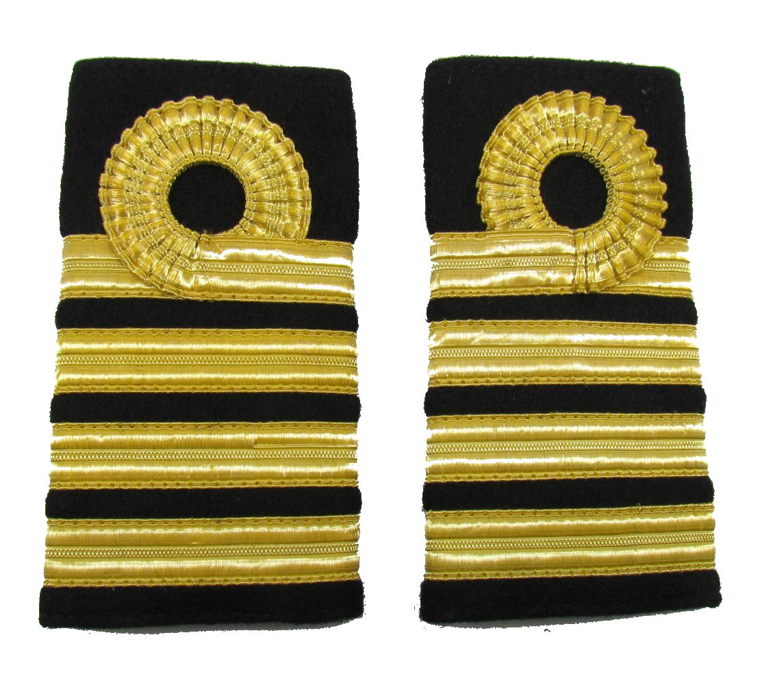 Uniform Store London Men's Gold Black Epaulette Naval Captain Rank Marking 1 Curl 3 Bars R327