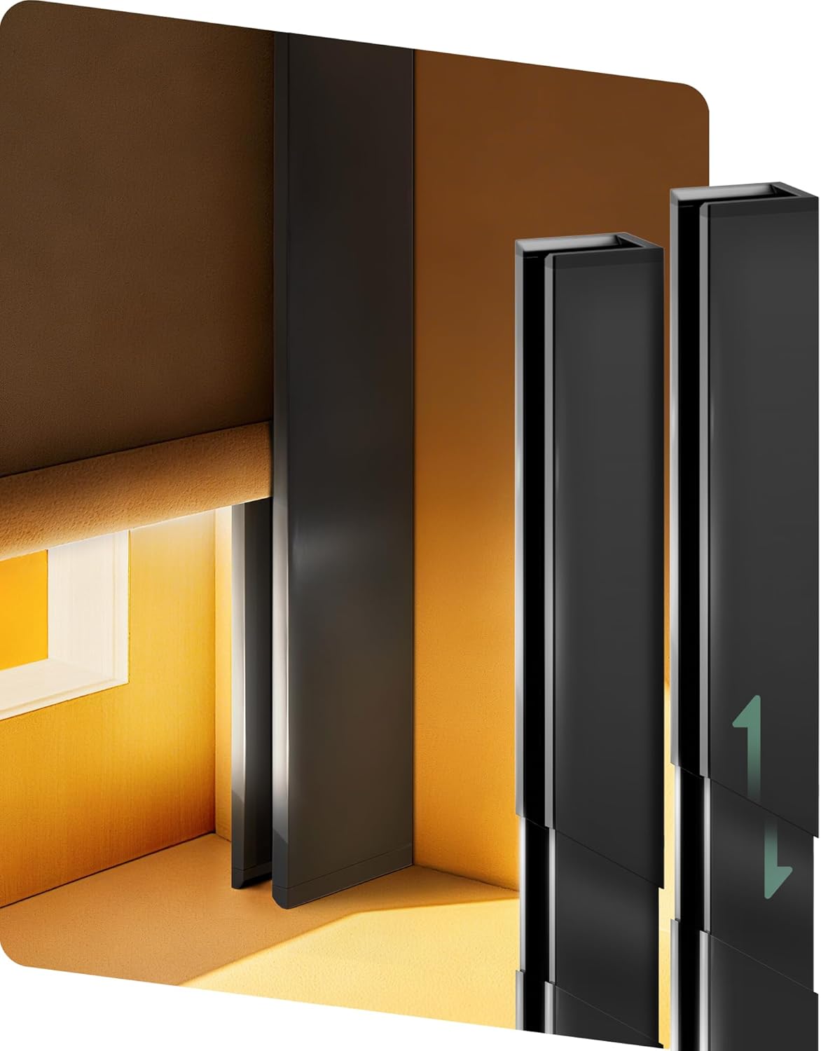 Yoolax Roller Accessories Adjustable Aluminum Light Blocker,U-Shaped Blocking Strips for Roller Blinds,Window Shades Side Rail Tracks(27.6"-51.2",Black,2Pcs)