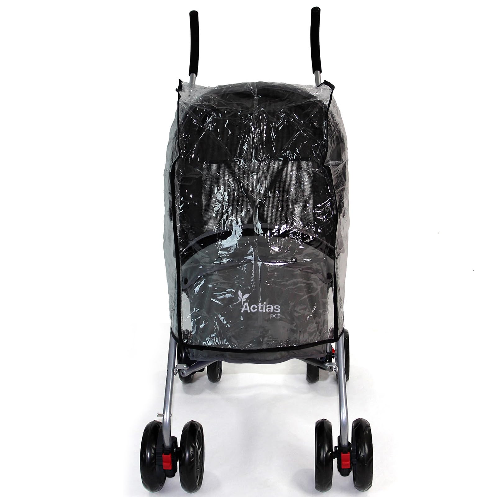 Actiaspet Pet Stroller with Waterproof Cover Foldable with Swivel Wheels 15 kg Carrying Capacity (Grey, Stroller + Cover)