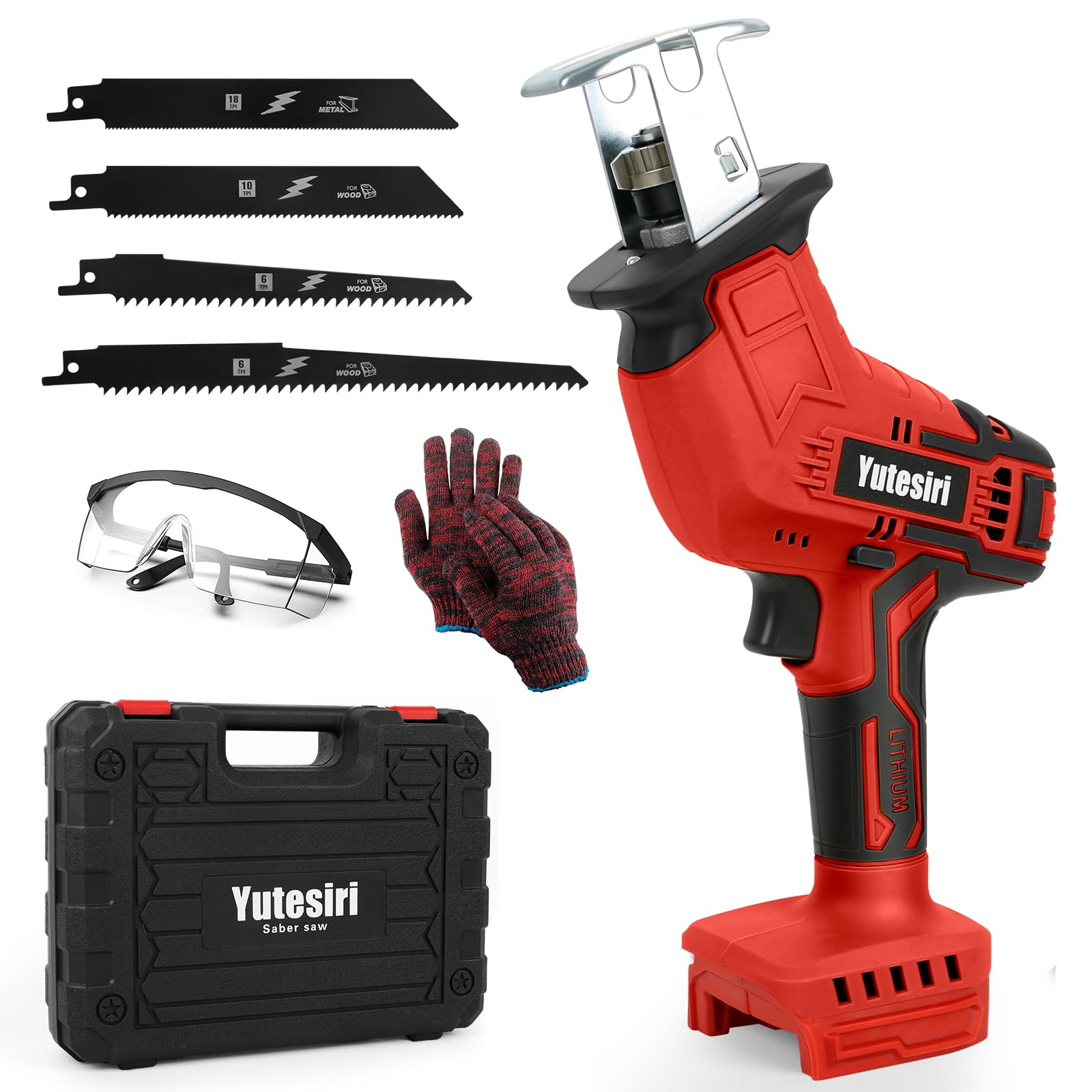 Cordless Reciprocating Saw Compatible with Milwaukee 18V MAX Battery,0-3000SPM Variable Speed,Sawzall Tool-Free Blade Change, 4 Saw Blades for Wood/