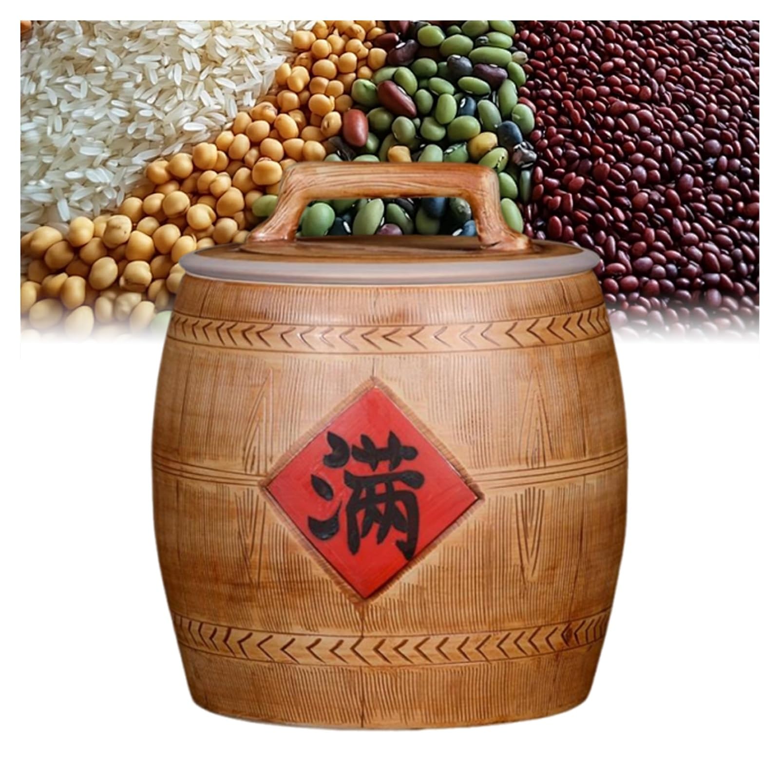 Vnook Ceramic Rice Storage Container,Rice Container,Rice Grain Storage Container,Food Dispenser for Rice Food Storage(5kg)