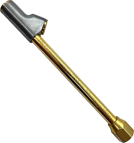 Mandril de aire de doble cabezal de alcance extendido de flujo abierto. FNPT de 1/4 de pulgada. Úselo solo con medidor de inflado. Si se conecta