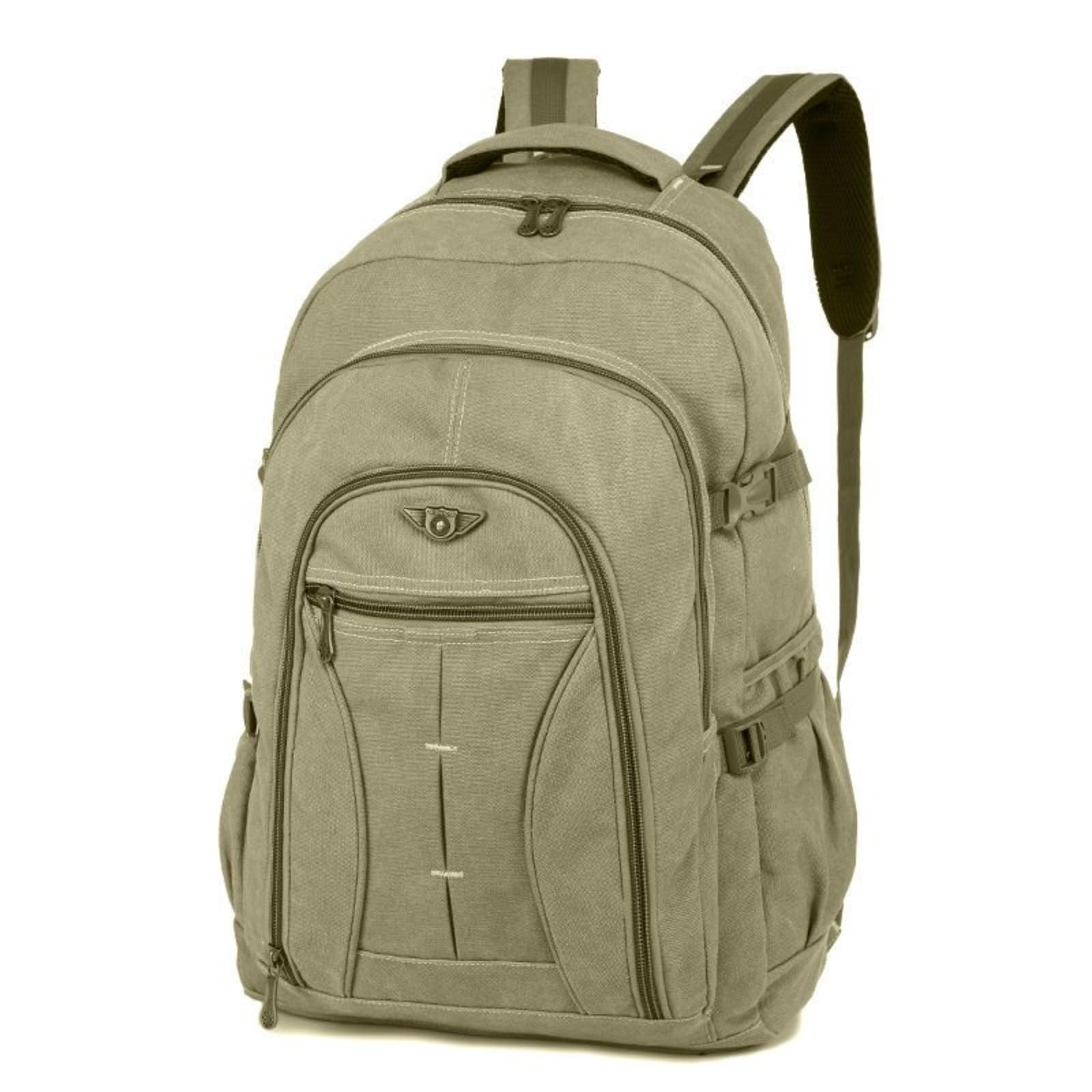 CINGHI LUSSO 70L Canvas Backpack Travel Rucksack for Men Women Large Bag for Outdoor Camping Hiking Casual Daily Laptop Pack Unisex Schoolbag (Green)
