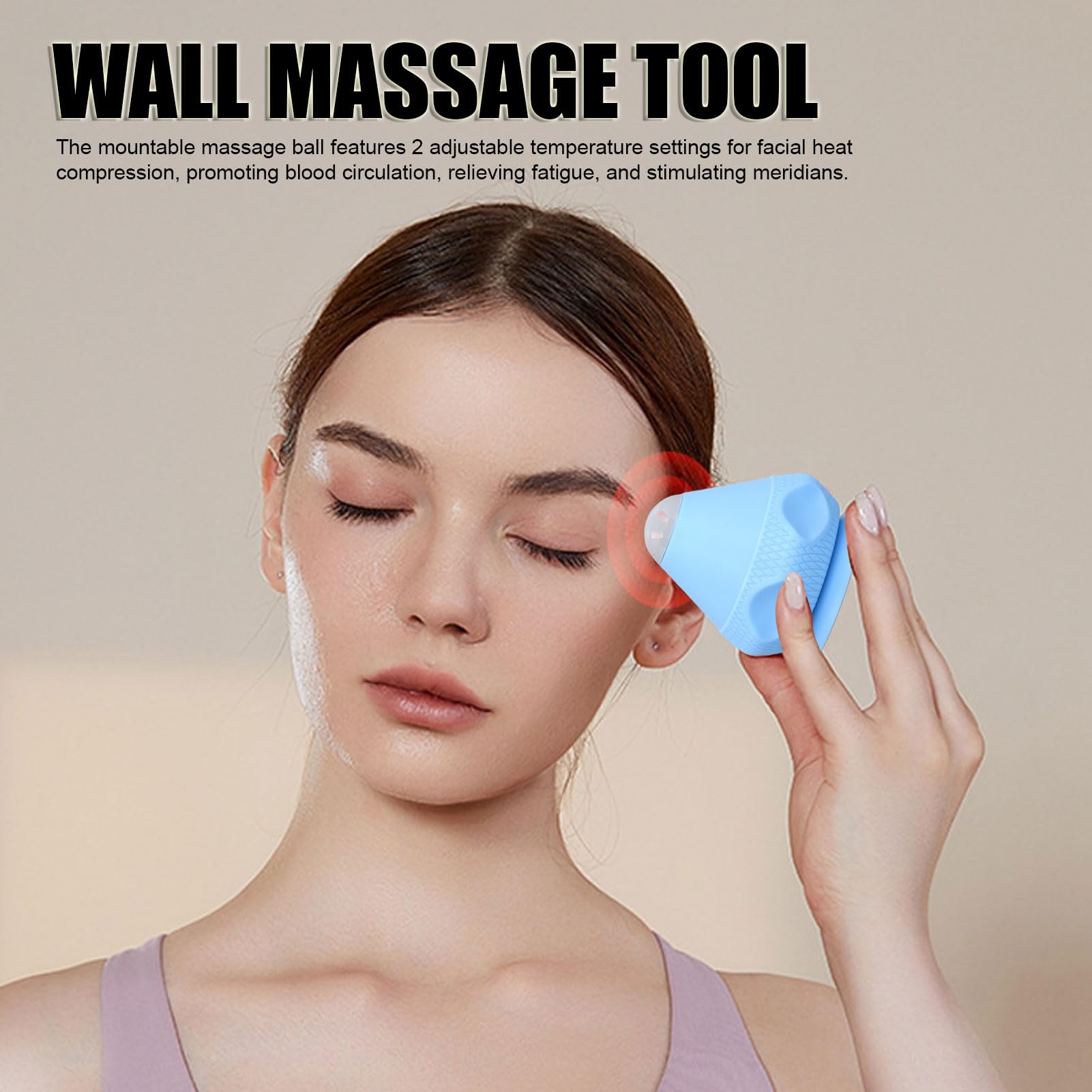 Montierbarer Wärmekompressions-PC-Massageball aus Silikon mit Vibrierendem Dual-Modus für Triggerpunkt-Tiefengewebeentspannung, Wiederaufladbare Timer-Funktion (Blue)