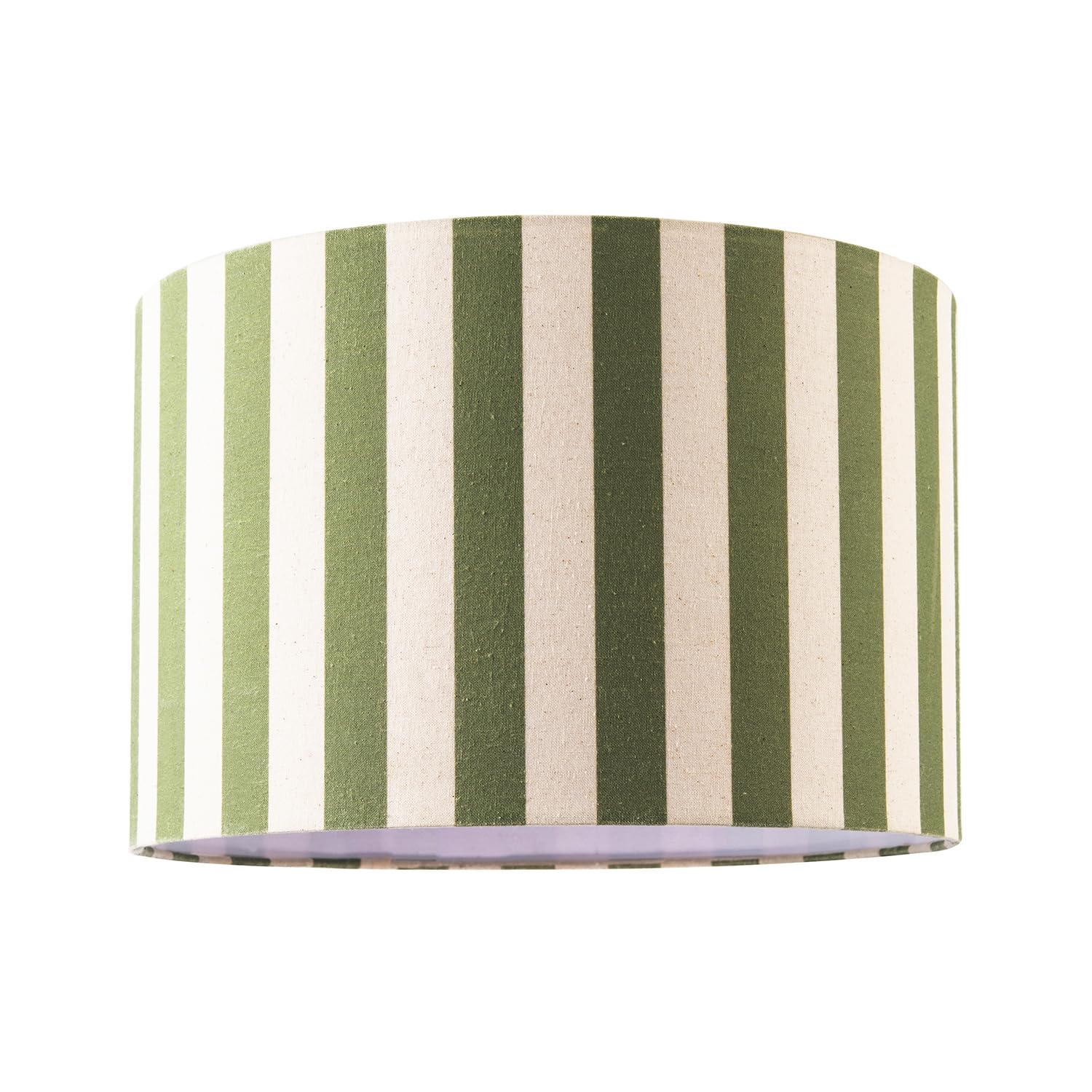 Happy Homewares Drum Lamp Shade - 12 inches - Olive Green & Oatmeal Stripe