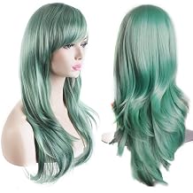 28 inch Fashion Wigs Long Wavy Curly Hair Cosplay Wig (Grey Green)