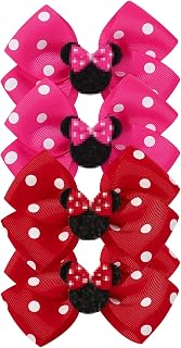 4PCS Mouse Ears Hair Bow Clips, 3 Inch Toddler Girls Polka Dot Hair Accessories, Birthday Party Decoration for Baby Toddler Girls