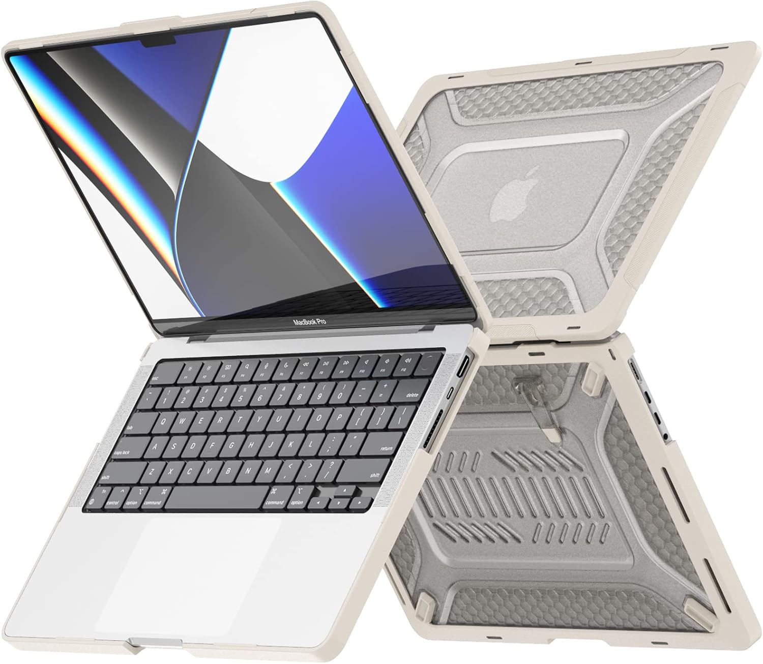 Compatible with New MacBook Pro 14 Inch (2021 2022 Release Model: A2442 M1 Pro / M1 Max Chip), Heavy Duty Rugged Shockproof TPU+PC Dual Layer Protector Case with Fold Kickstand