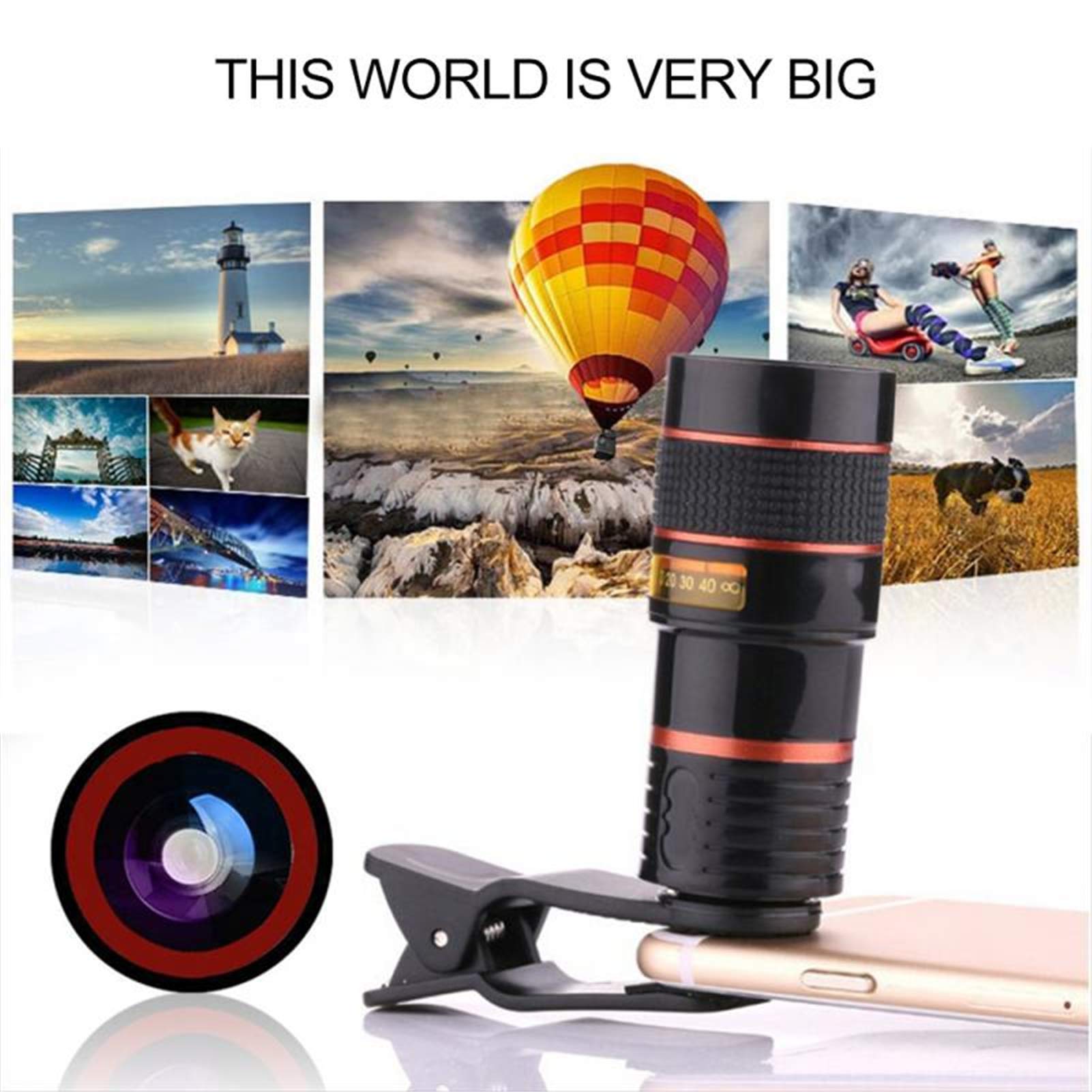 Kit de Lentes de cámara para teléfono Celular, telescopio monocular Universal, cámara con Zoom de teleobjetivo, Lente para teléfono Inteligente móvil, Montaje para la mayoría de los teléfonos