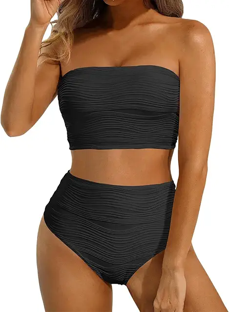Maillot de Bain 1 Pièce Bandeau Taille Haute Élasticité Femmes