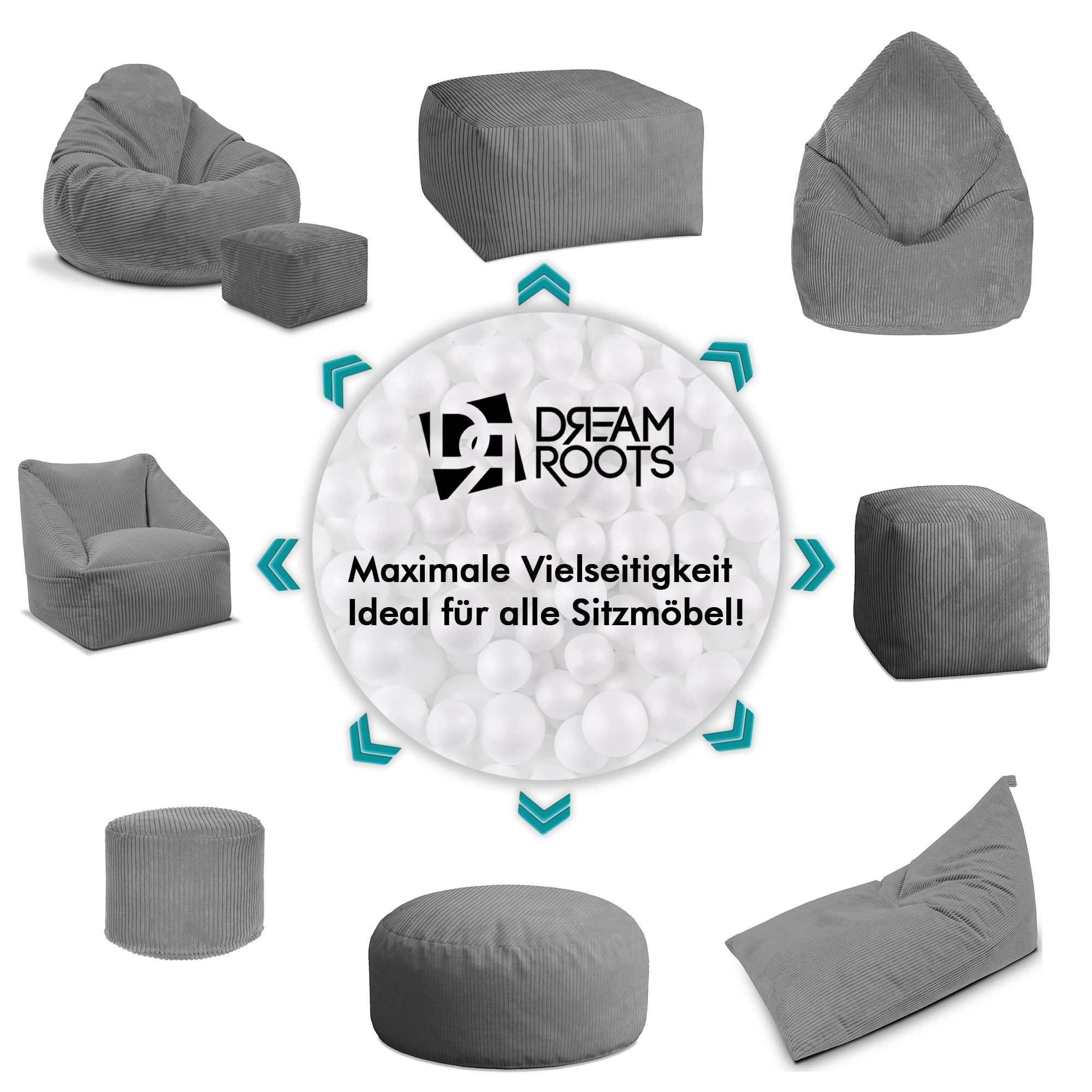 DreamRoots 330 Liter Original Sitzsack Füllung Eps Perlen - Styroporkugeln für Sitzsack - Stillkissen Füllung - Bean Bag Filling