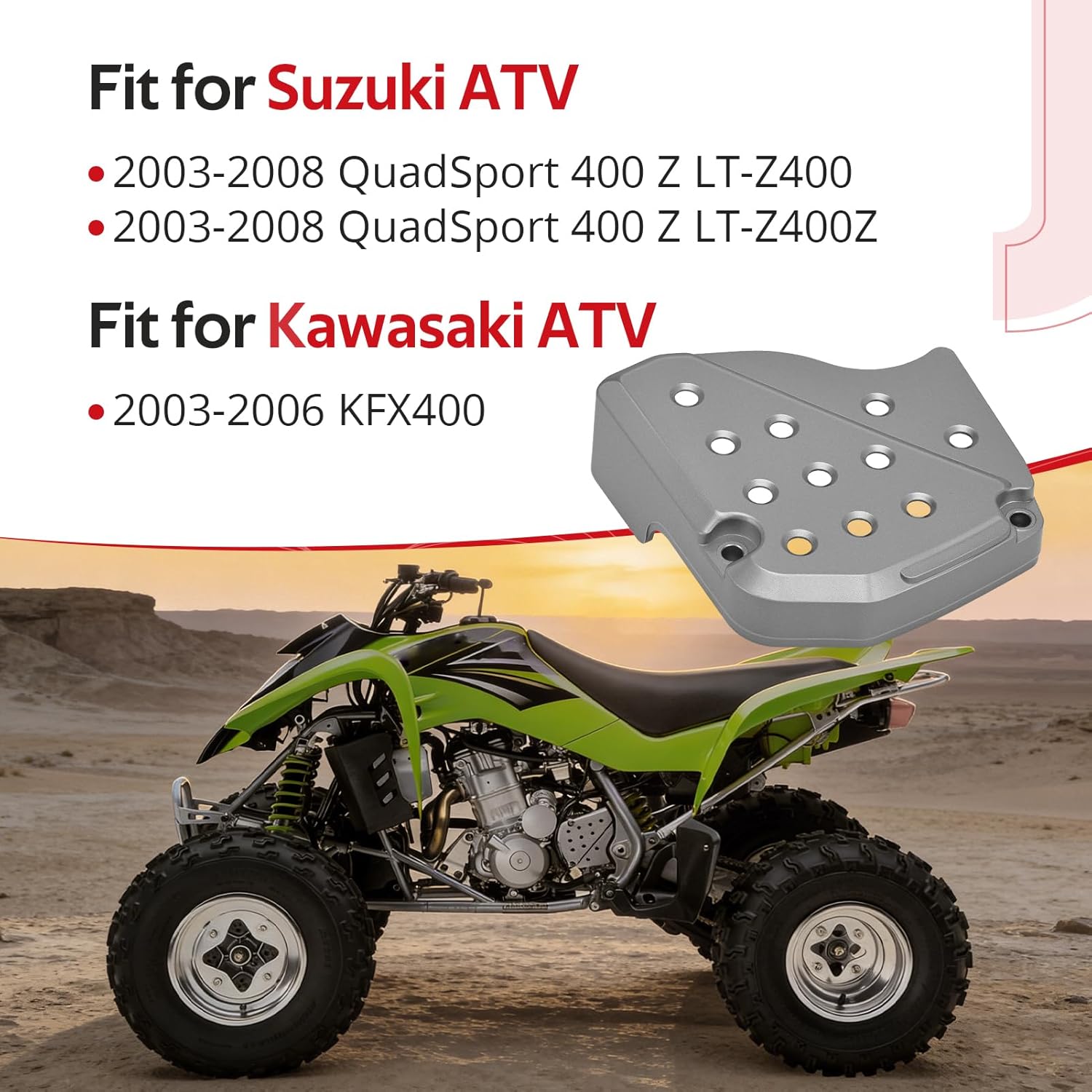 JAVIK Front Sprocket Cover for Suzuki QuadSport 400 Z LT-Z400 LT-Z400Z 2003-2008 for Kawasaki KFX400 2003-2006 O.E.M# 11360-07G00 14091-S080