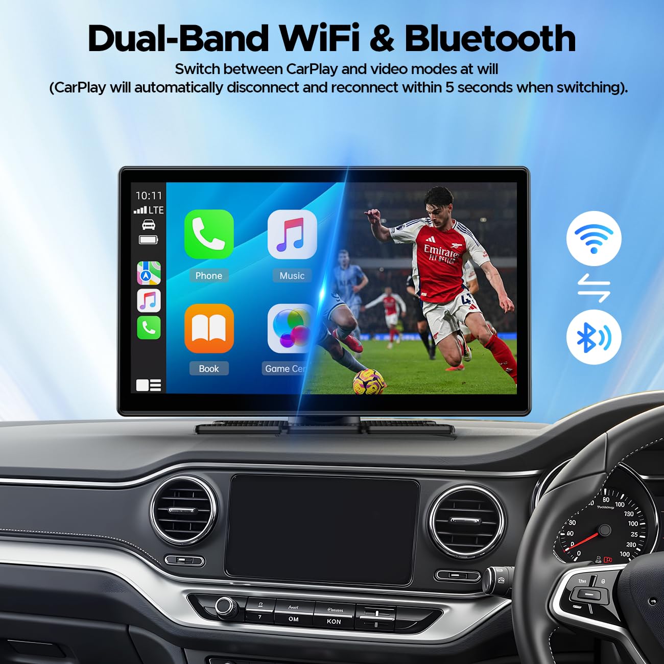 LAMTTO Net-flix Carplay Android Auto ekran samochodowy 3 w 1 z YouTube, Tiktok, ekran dotykowy 9 cali, kamera kopii zapasowej, nawigacji, asystenta głosowego, Spotify, Bluetooth, AUX, FM, OTA