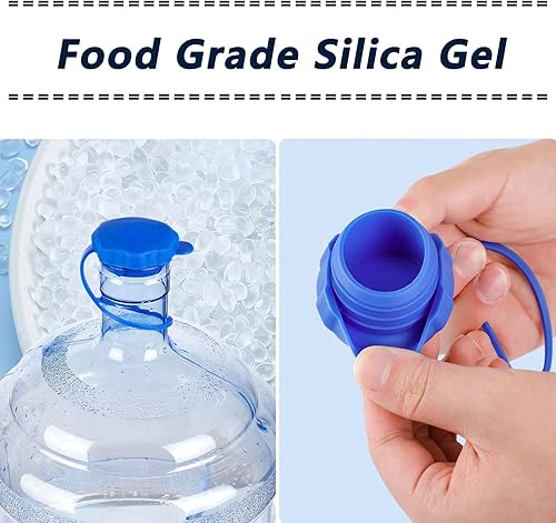 Miniatura 3 de HEKTAPY Tapa para jarra de agua de 5 galones, 5 tapas de repuesto reutilizables de silicona resistentes a fugas y derrames, tapas de botella de agua