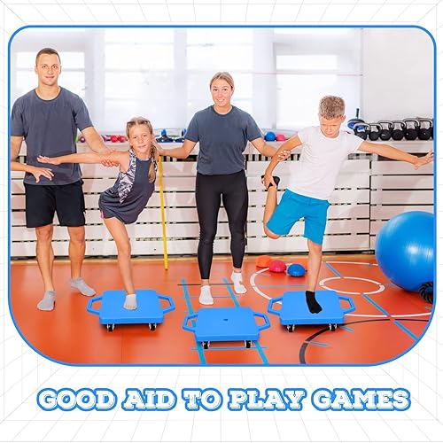 Miniatura 5 de 4 piezas de patinete deportivo con asas de plástico, ruedas de plástico, patineta para sentarse en el suelo, para niños, gimnasio, actividades en