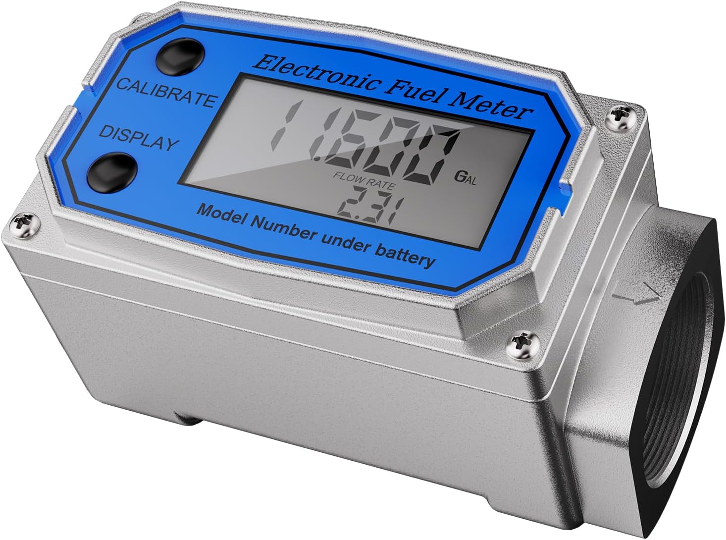 Flow Meter 1 Inches, Turbine Fuel Flow Meter 2.5-31 GPM, Digital Flowmeter Aluminum Alloy Engineered Fuel Meter ±1% Accuracy for Measure Diesel Kerosene Gasoline, Supports Gallon, QTS, PTS, L, m³