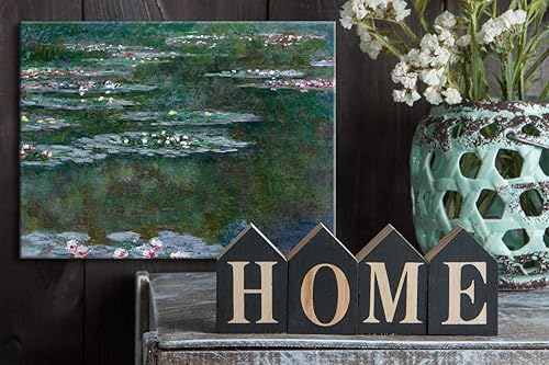 Miniatura 3 de Wieco Art Lienzos de nenúfares en lienzo para pared, imágenes de Claude Monet, flores famosas, pinturas al óleo para dormitorio, baño, hogar,