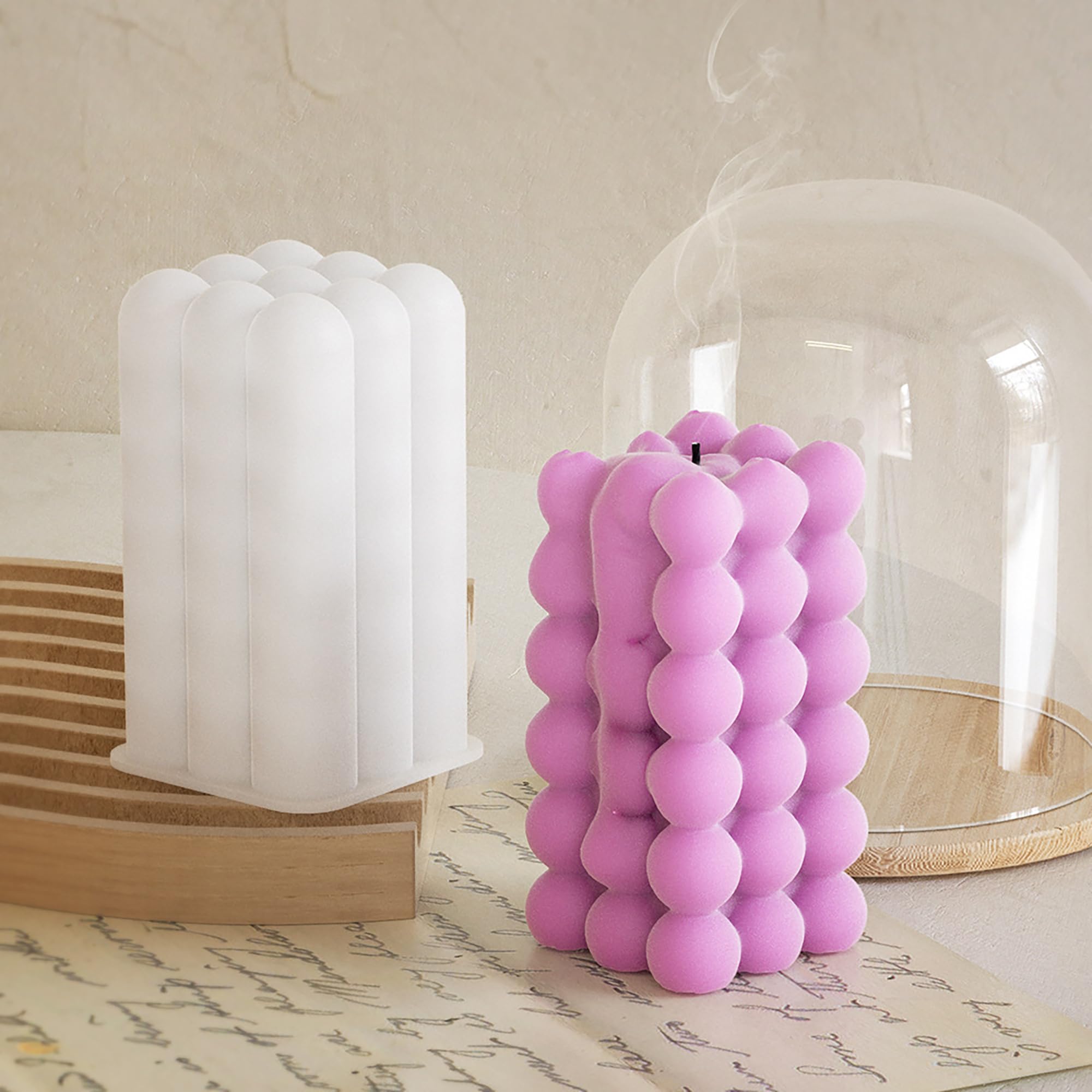 Cylinder Mold Cylinder Silicone Wave Spiral Candle Mold - Silicone Resin Casting Molds for Candle & Resin & Soap Craft Supplies