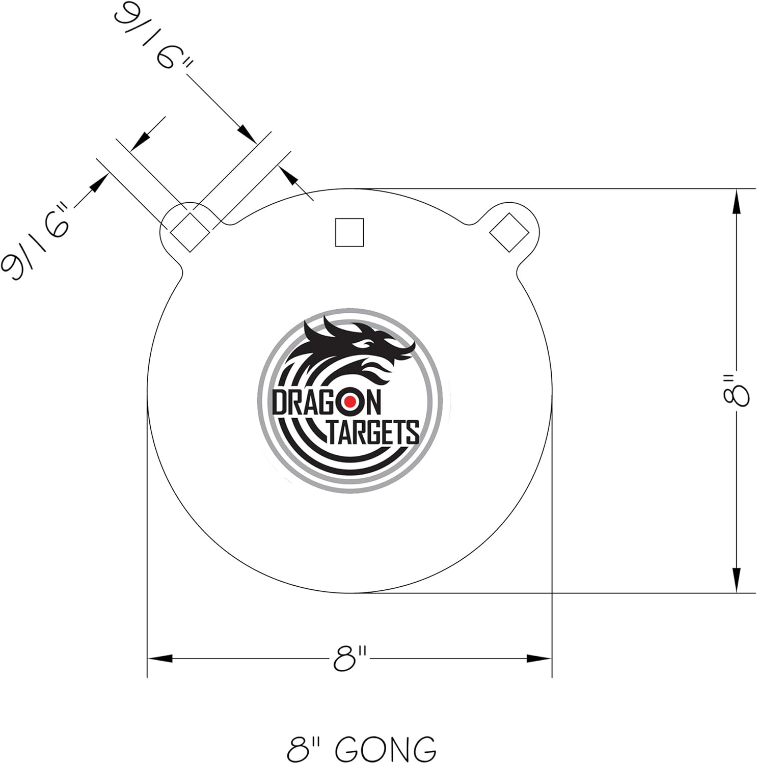 Dragon AR500 Steel Targets - 3/8" or 1/2" Thick, 12" to 4" Sizes, Painted Gong Targets for Shooting, Made in USA