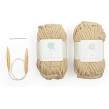 mindfulknits Learn to Knit Kit- Knit a Chunky Beanie- Knitting Needles, Yarn Needle & Acrylic Chunky Bulky Knitting Yarn Malai- Beginners Basic Knitting Supplies Set for Relaxation & Stress Relief